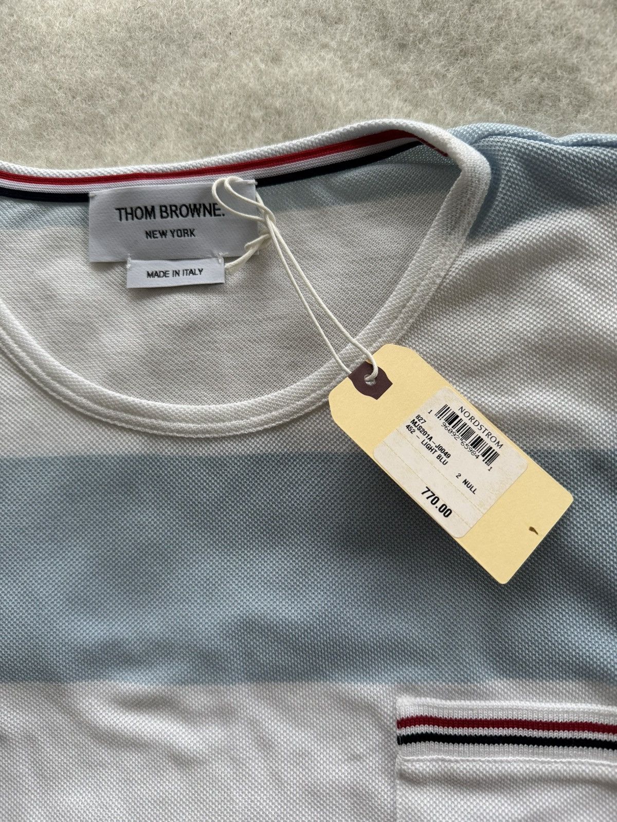 Thom Browne Thom Browne RUGBY STRIPE PIQUE SHORT SLEEVE POCKET TEE Size US S / EU 44-46 / 1 - 3 Thumbnail