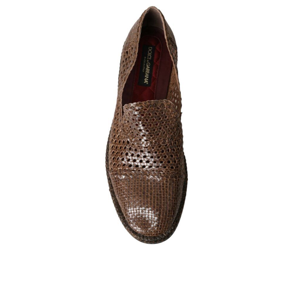 Dolce & Gabbana Dolce & Gabbana Brown Woven Leather Loafers Casual Shoes Size US 8 / EU 41 - 7 Thumbnail