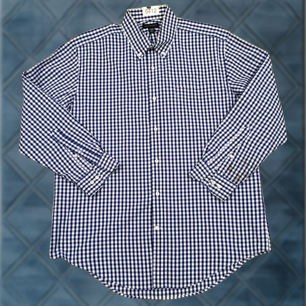 Lands' End Lands' End Shirt Mens 17 Blue Plaid Long Sleeve Button Up Size US XL / EU 56 / 4 - 1 Thumbnail