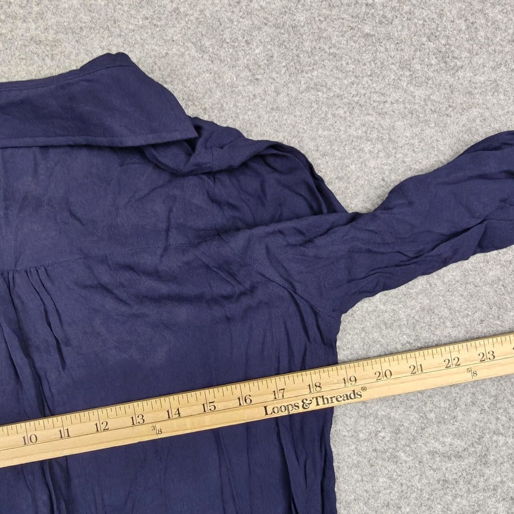 Vintage Andree By Unit Blouse Womens M Navy Embroidered Boho Tunic Top Long Sleeve Size M / US 6-8 / IT 42-44 - 6 Thumbnail