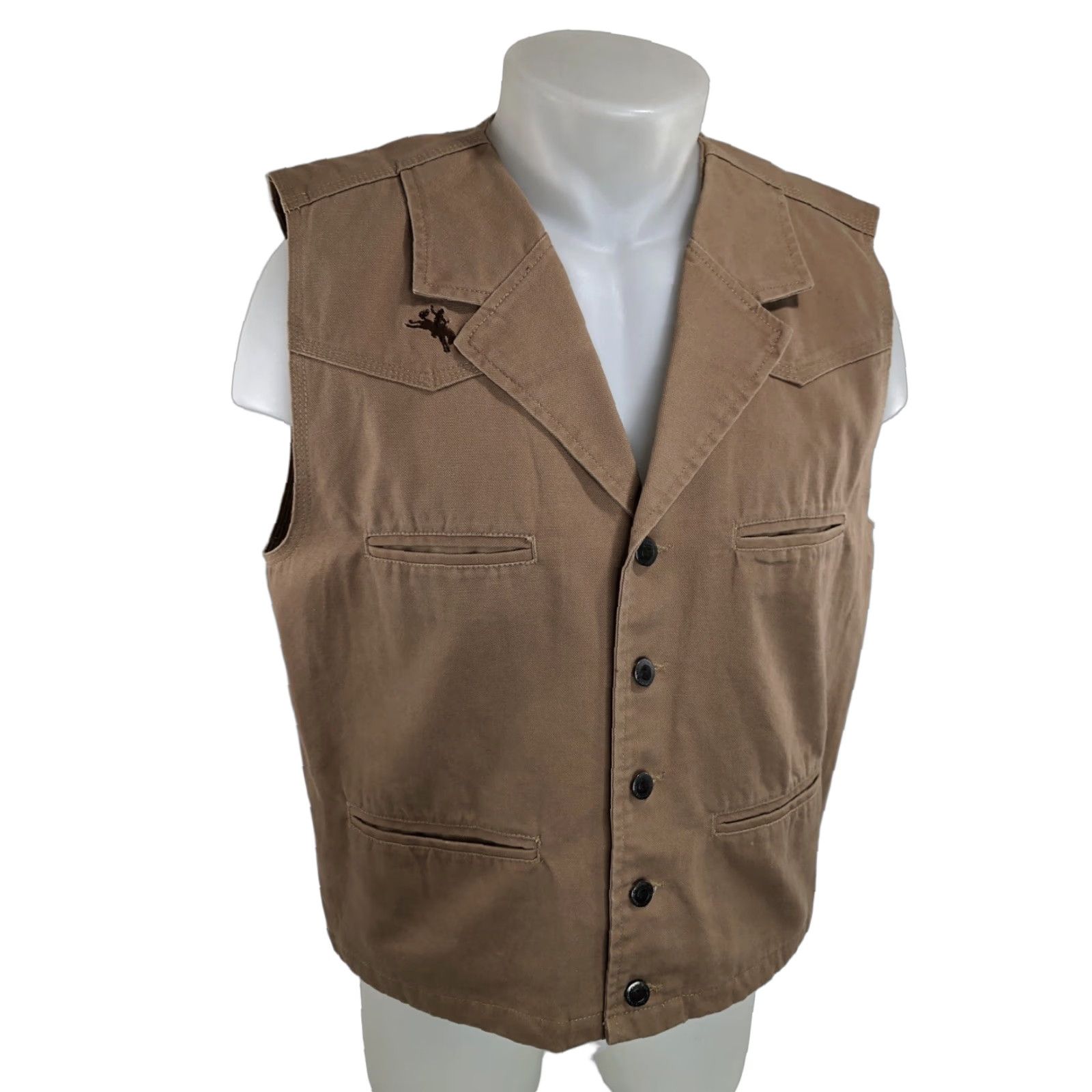 Vintage WYOMING TRADERS - Canvas Western Vest - L Navy? Light Brown - Men - Size L - Western Theme - Cotton Canvas Vest Men L Light Brown Size US L / EU 52-54 / 3 - 1 Thumbnail