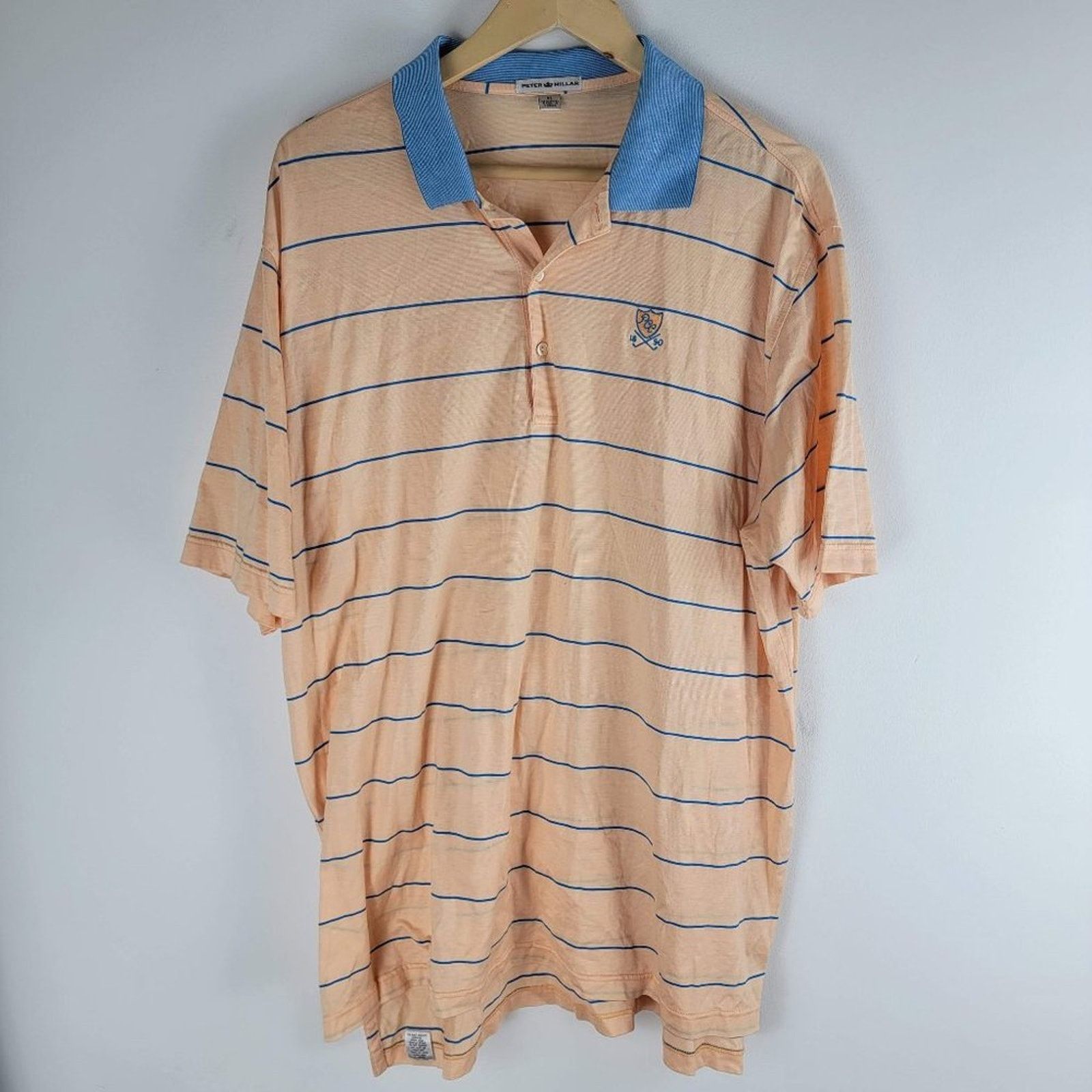 Peter Millar Peter Millar Golf Polo Shirt Short Sleeve Orange Striped Size US XL / EU 56 / 4 - 2 Thumbnail