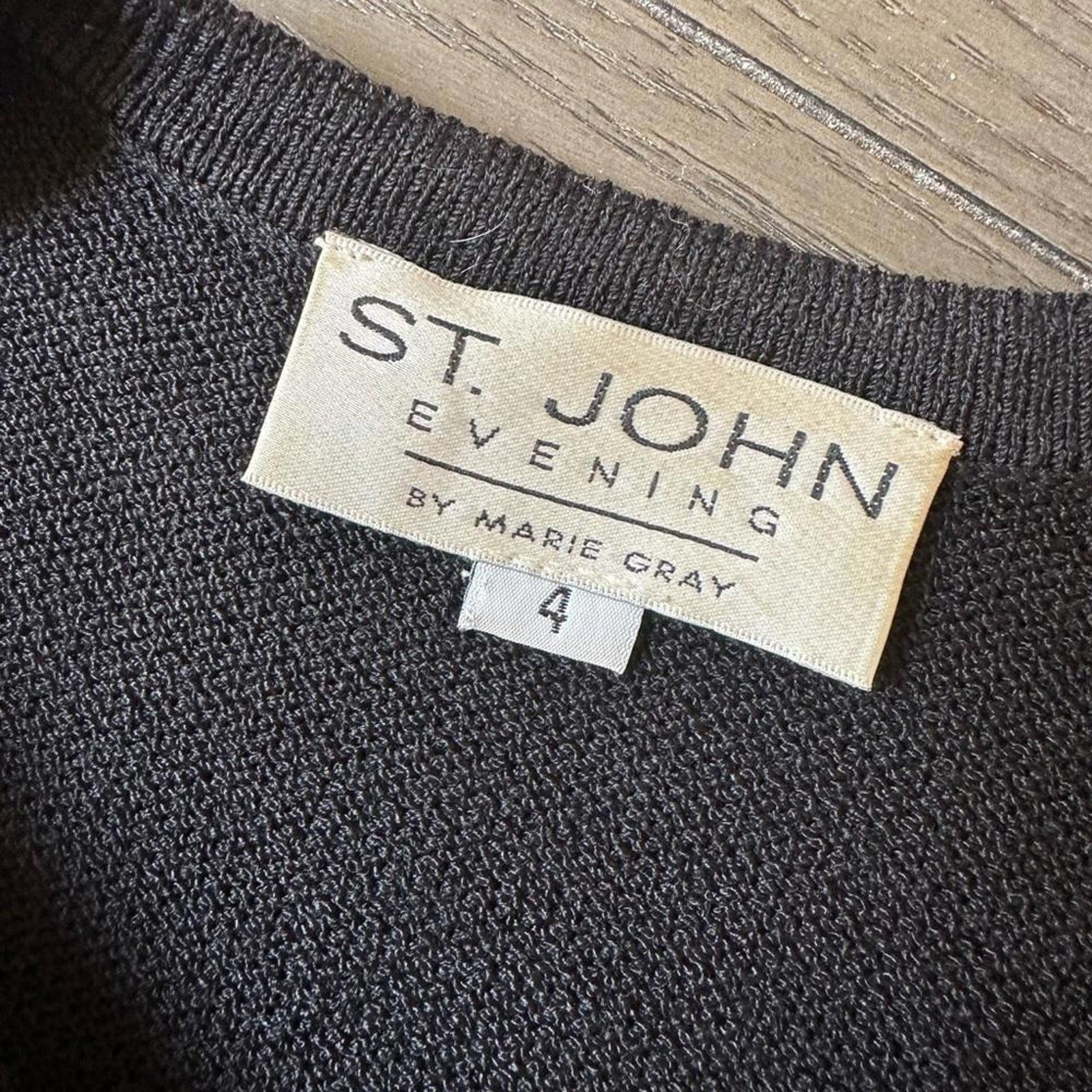 St. John St. John Evening Black Knit Cardigan with Diamond Buttons Size S / US 4 / IT 40 - 4 Thumbnail