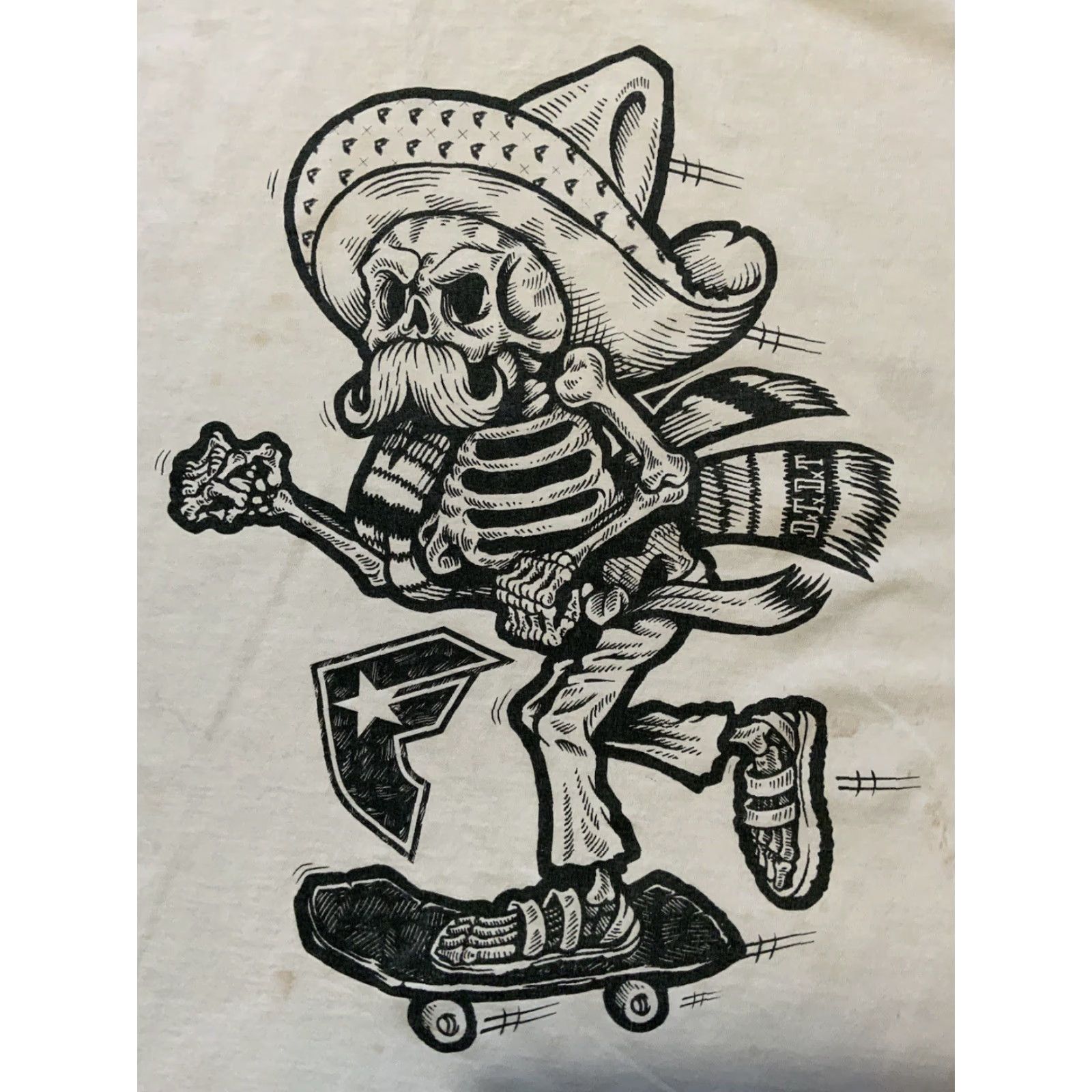 Vintage VTG Famous Stars & Straps T-Shirt Grunge Skulls Skeleton Straps Skateboard Graphic 2XL White Mens Size US XXL / EU 58 / 5 - 3 Thumbnail