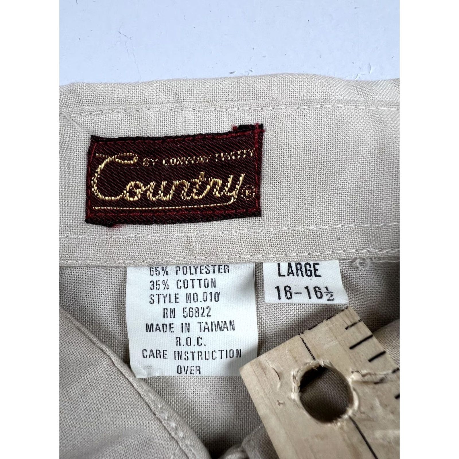 Vintage VINTAGE Country Western Shirt Mens Large Beige Solid Long Sleeve Snap Button Front Collar Tag Pockets Regular Fit Size US L / EU 52-54 / 3 - 3 Thumbnail