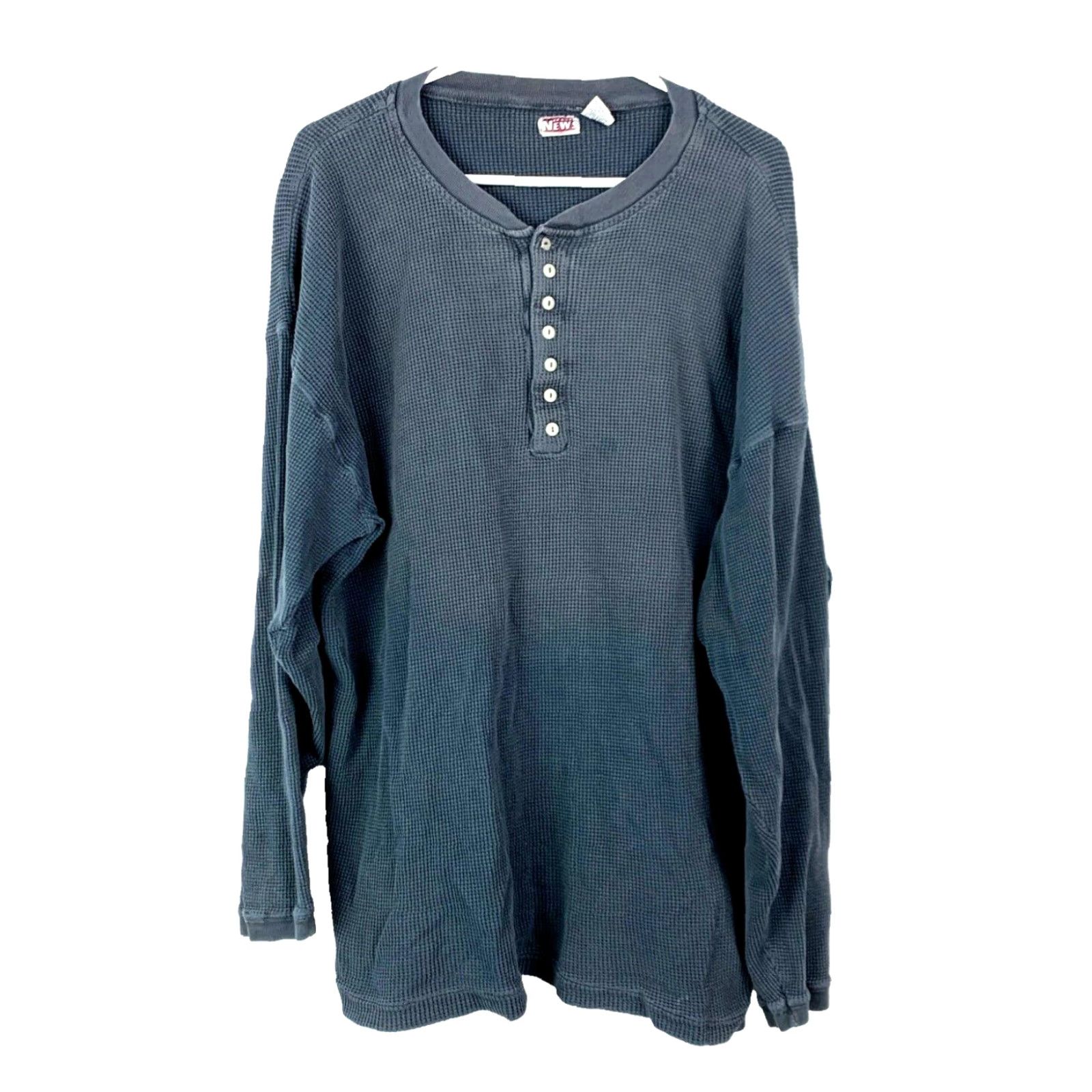 Vintage VINTAGE Brand News Thermal Henley Long Sleeve Shirt XL Gray 90s 80s Cotton Shirt Mens Size US XL / EU 56 / 4 - 2 Thumbnail