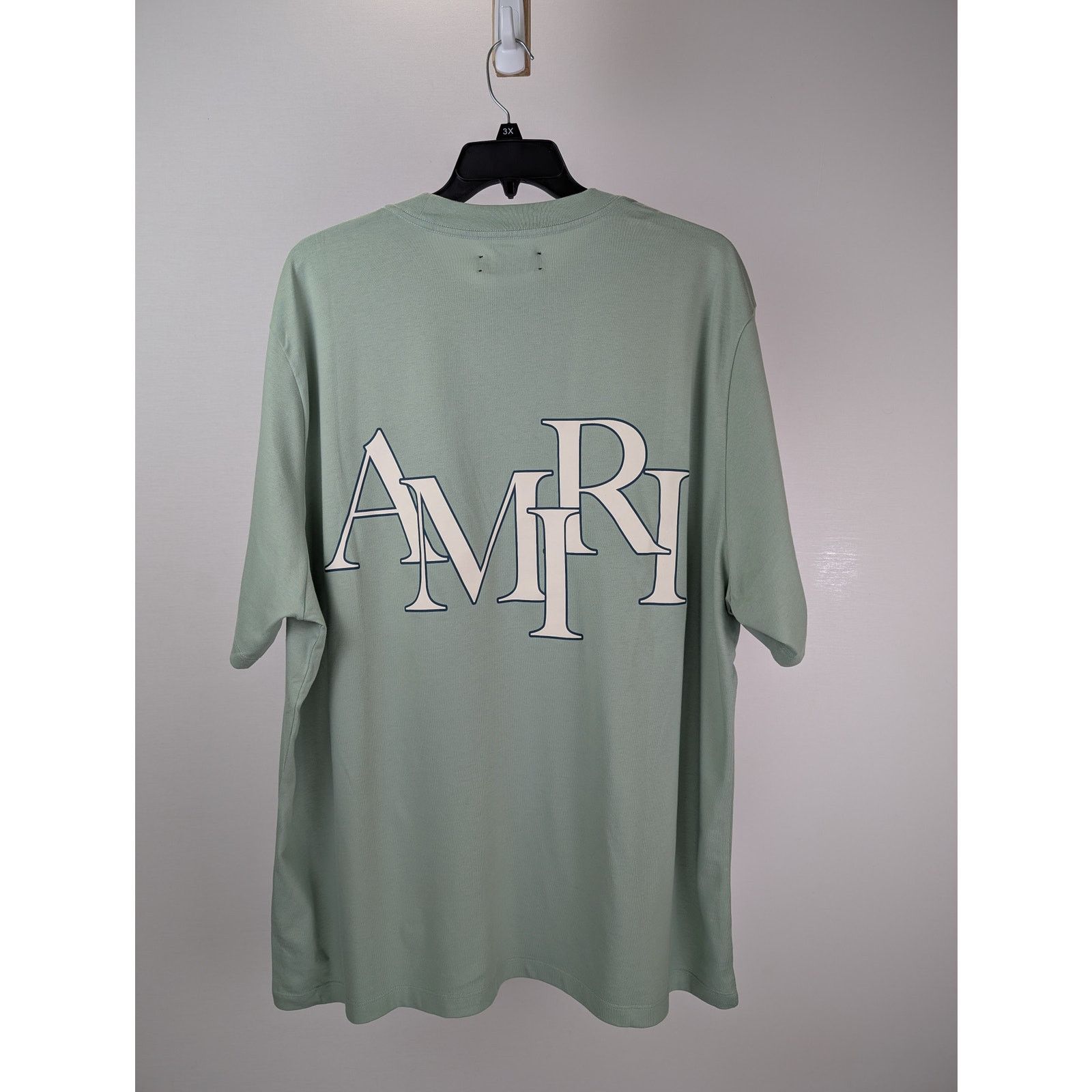 Amiri o1rshd1 Amiri Staggered Logo Tee T-Shirt in Frosty Green 3XL Size US XXL / EU 58 / 5 - 11 Thumbnail