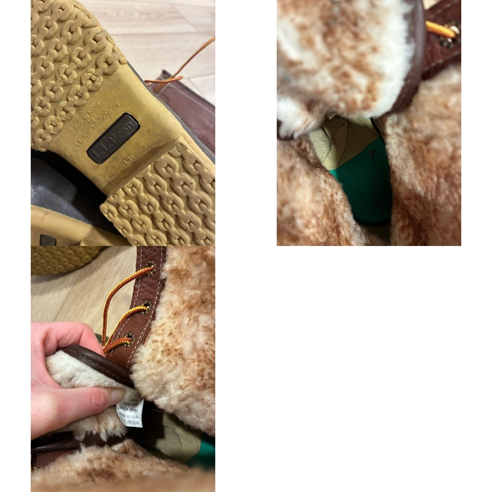Vintage VINTAGE LL Bean Men’s Fur Shearling Lined Bean Boots Leather Duck Made in USA Size 13 Mens Boots Brown Leather Duck Combat 13 Size US 13 / EU 46 - 8 Thumbnail
