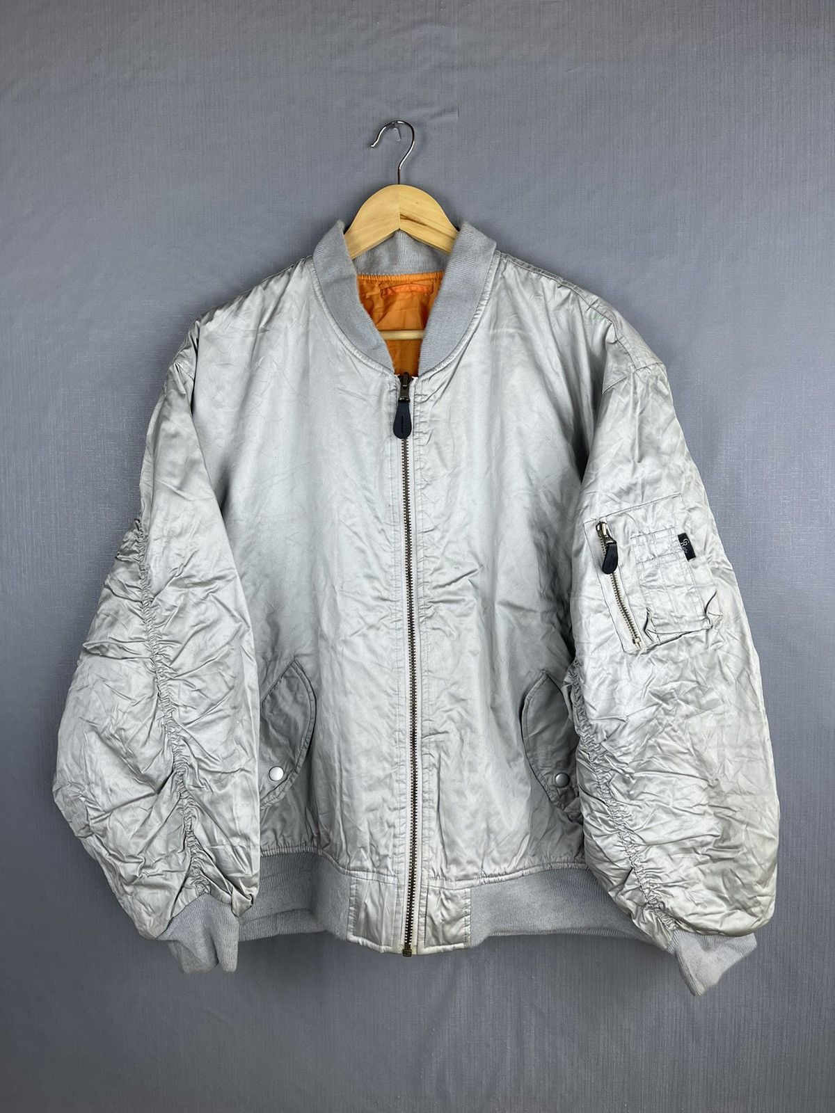 Pre-owned Bomber Jacket X Vintage Crete Inc. Type Ma-1 Reversible Bomber Jacket In Silver
