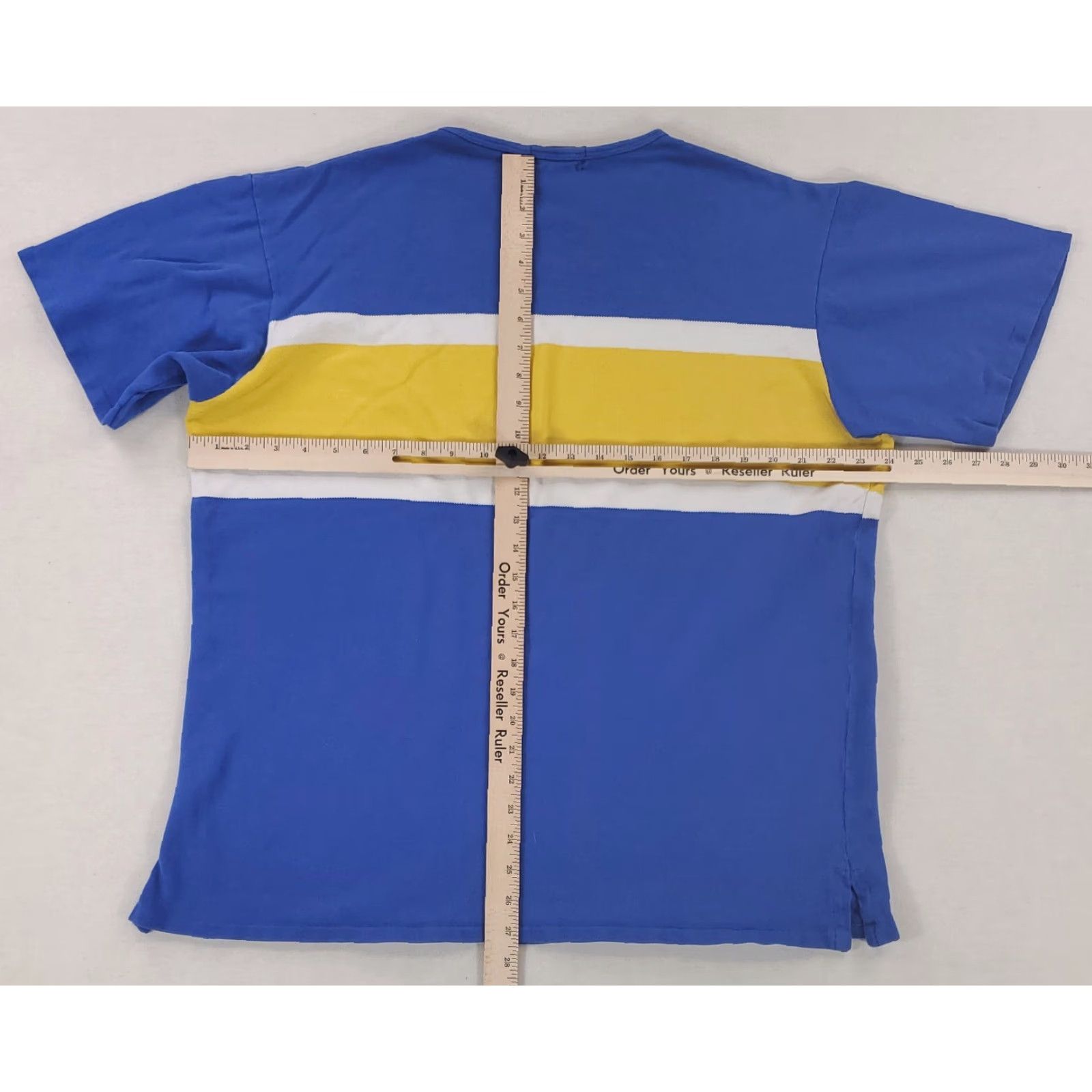 Polo Ralph Lauren VTG Polo Ralph Lauren Striped Crew Neck Blue Yellow White Made USA Mens L Multicolor Crew Neck Shirt Mens L Size US L / EU 52-54 / 3 - 6 Thumbnail
