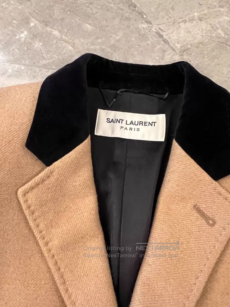 Saint Laurent Paris Saint Laurent Paris Khaki Color Velvet Wool Cashmere Coat Size US M / EU 48-50 / 2 - 6 Thumbnail