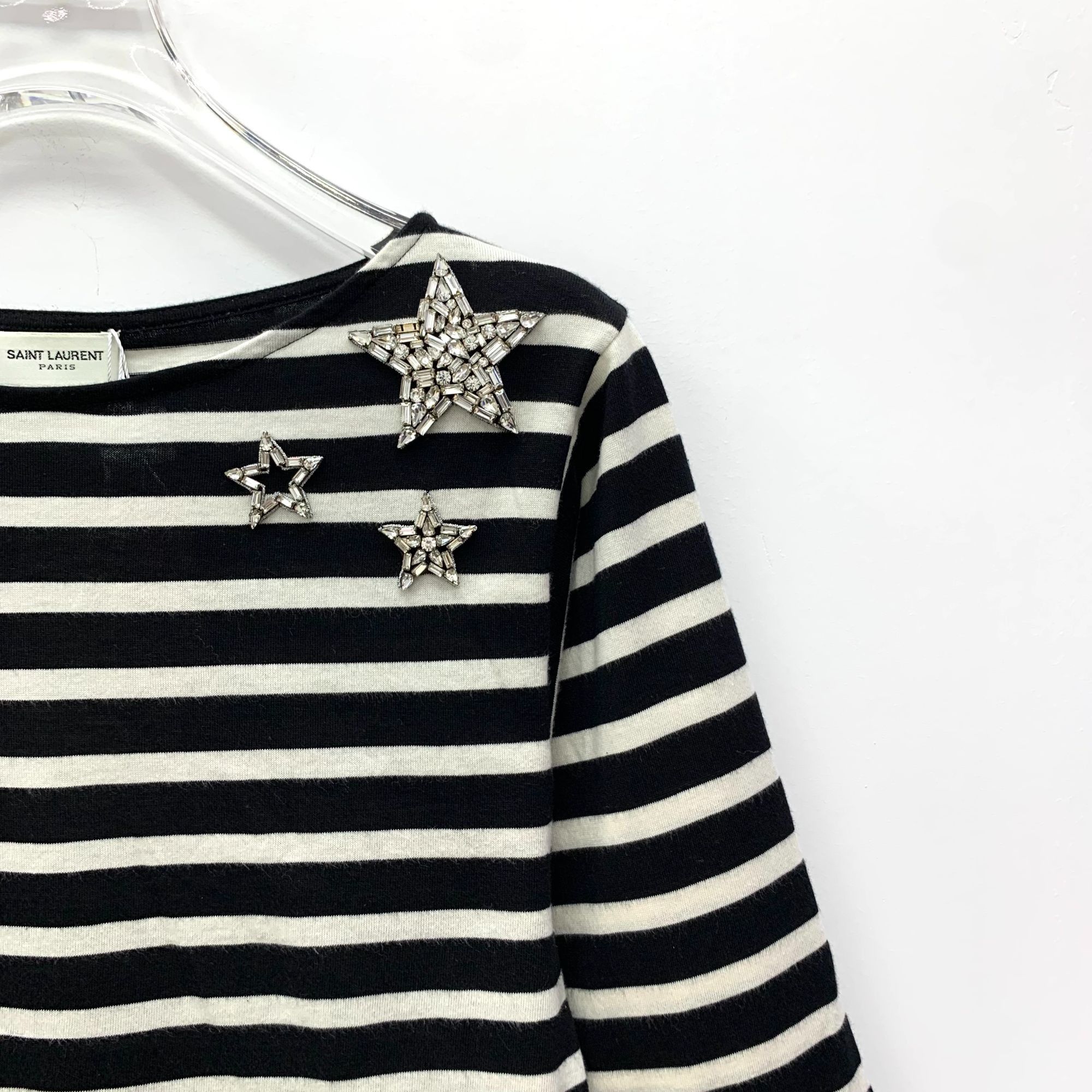 Yves Saint Laurent Saint Laurent Colorblock Star-Studded Cotton Crewneck T-Shir Size US S / EU 44-46 / 1 - 6 Thumbnail