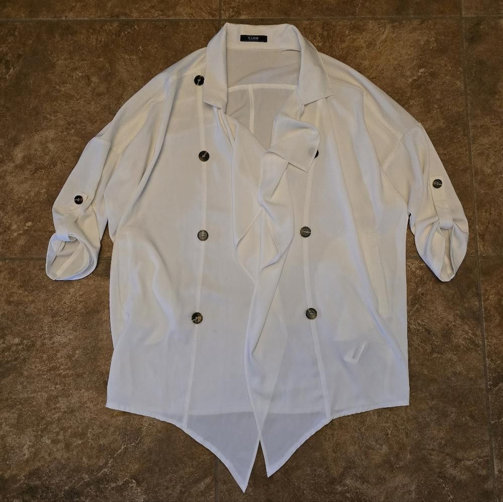 Designer White SLINE Black Label Duster Cardigan Size M / US 6-8 / IT 42-44 - 1 Thumbnail