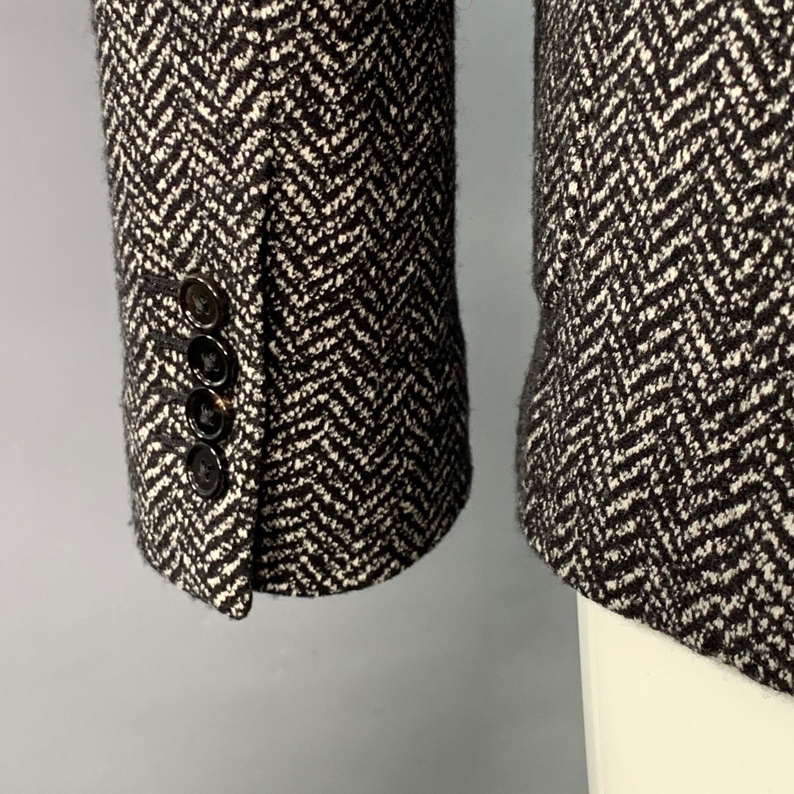 Dolce & Gabbana Size 40 Black White Herringbone Wool Cotton Sport Coat Size 40R - 5 Thumbnail