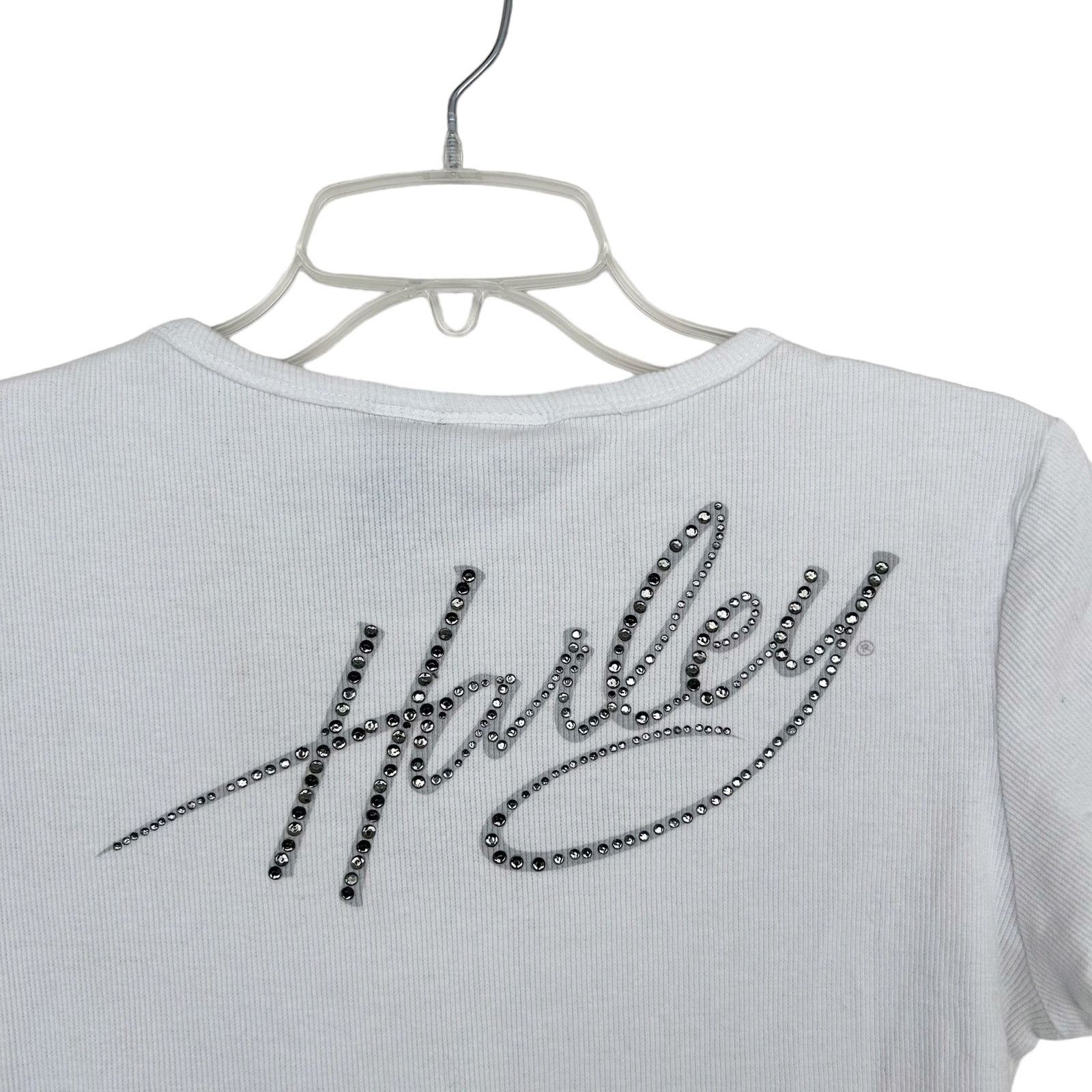Harley Davidson Harley Davidson White Ribbed Henley T Shirt Sz L Size L / US 10 / IT 46 - 6 Thumbnail