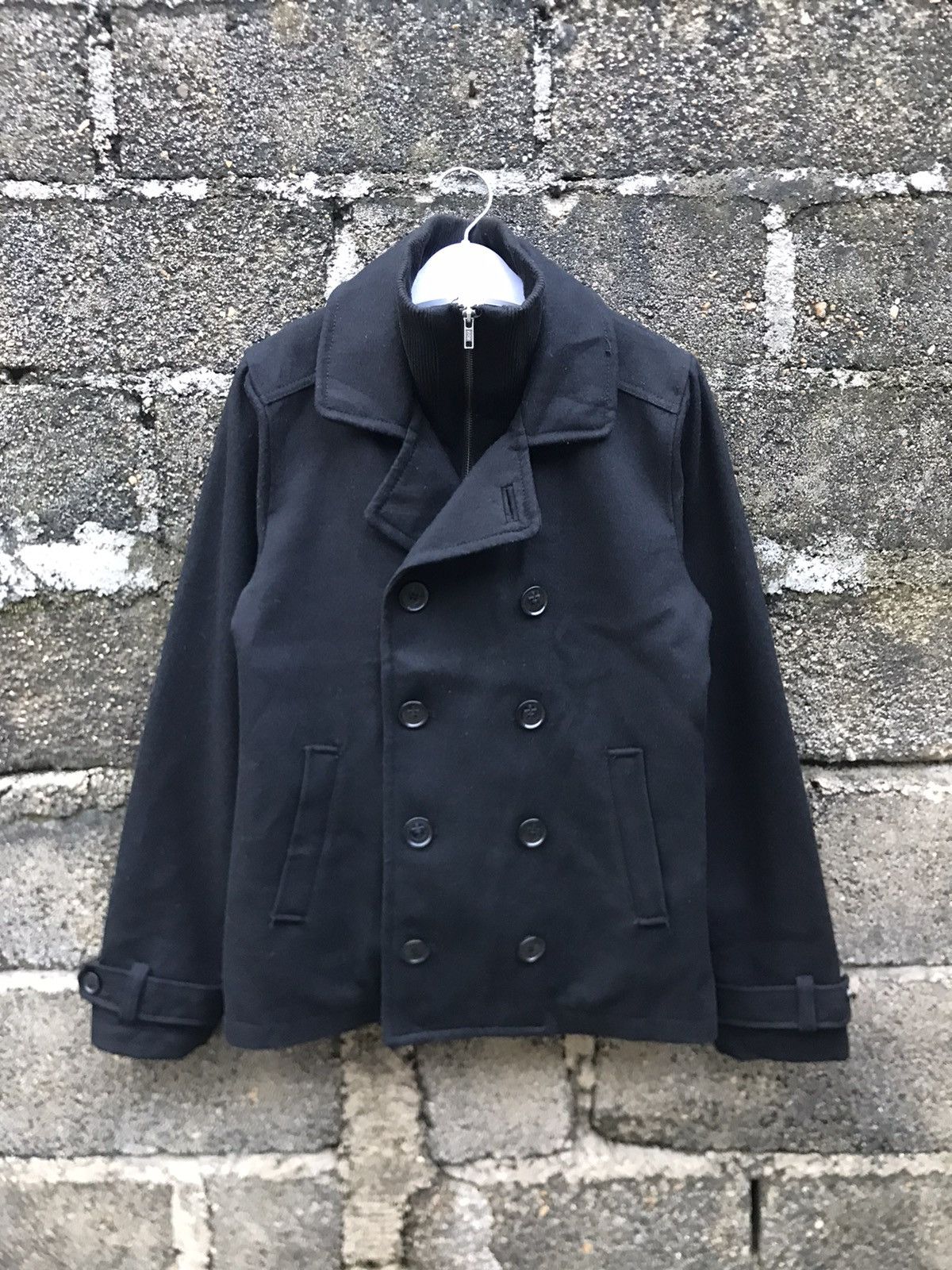 H&M × Japanese Brand × Seditionaries 🌟H&M Black Wool Zip Peacoat Double Breasted Size US S / EU 44-46 / 1 - 1 Thumbnail