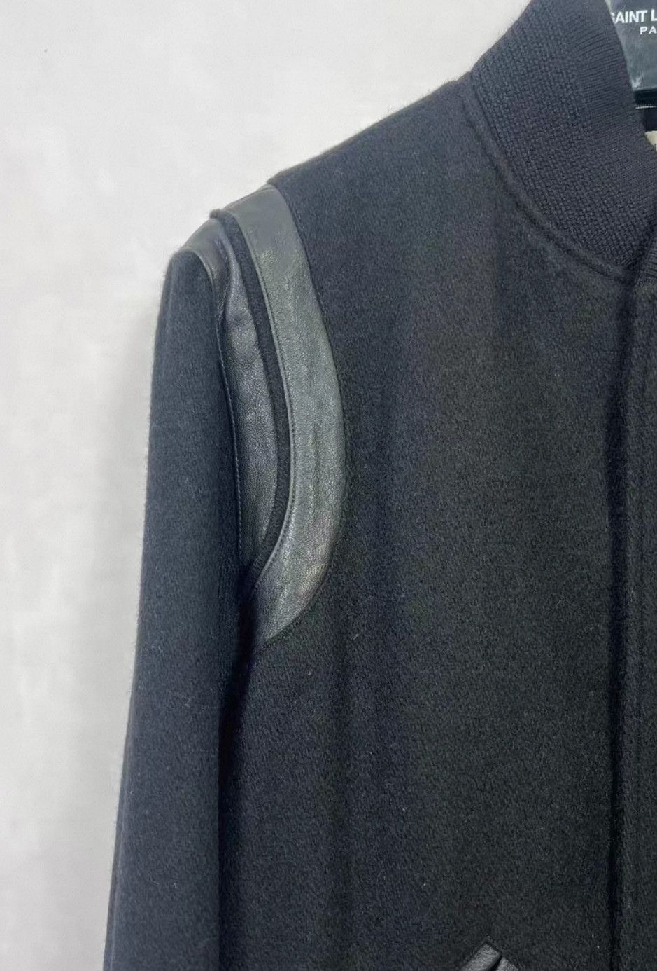 Saint Laurent Paris Saint Laurent Paris Black wool paneled leather Teddy jacket Size US S / EU 44-46 / 1 - 3 Thumbnail