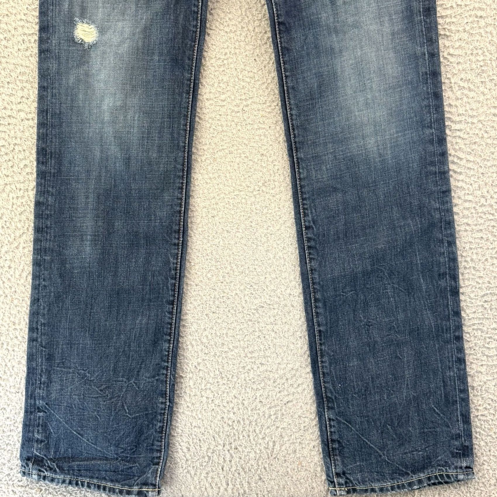Abercrombie & Fitch Abercrombie & Fitch Jeans Mens 32x34 Blue Straight Distressed 5-Pocket Denim Button Fly Vintage Y2K Distressed Regular Mens Blue Jeans Size US 32 / EU 48 - 2 Thumbnail