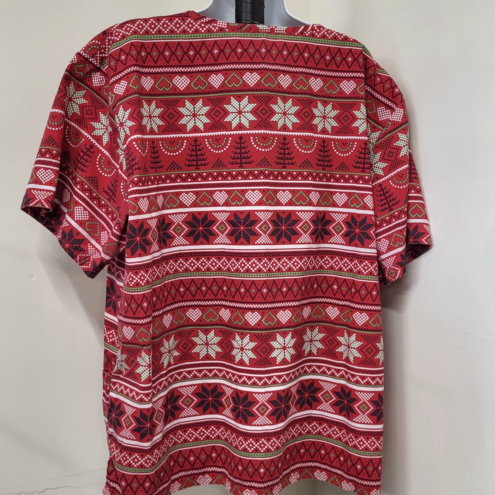 Buttero BUTTER SOFT Scrub Top Womens XL Red/White Snowflakes Christmas Short Sleeve Size XL / US 12-14 / IT 48-50 - 5 Thumbnail