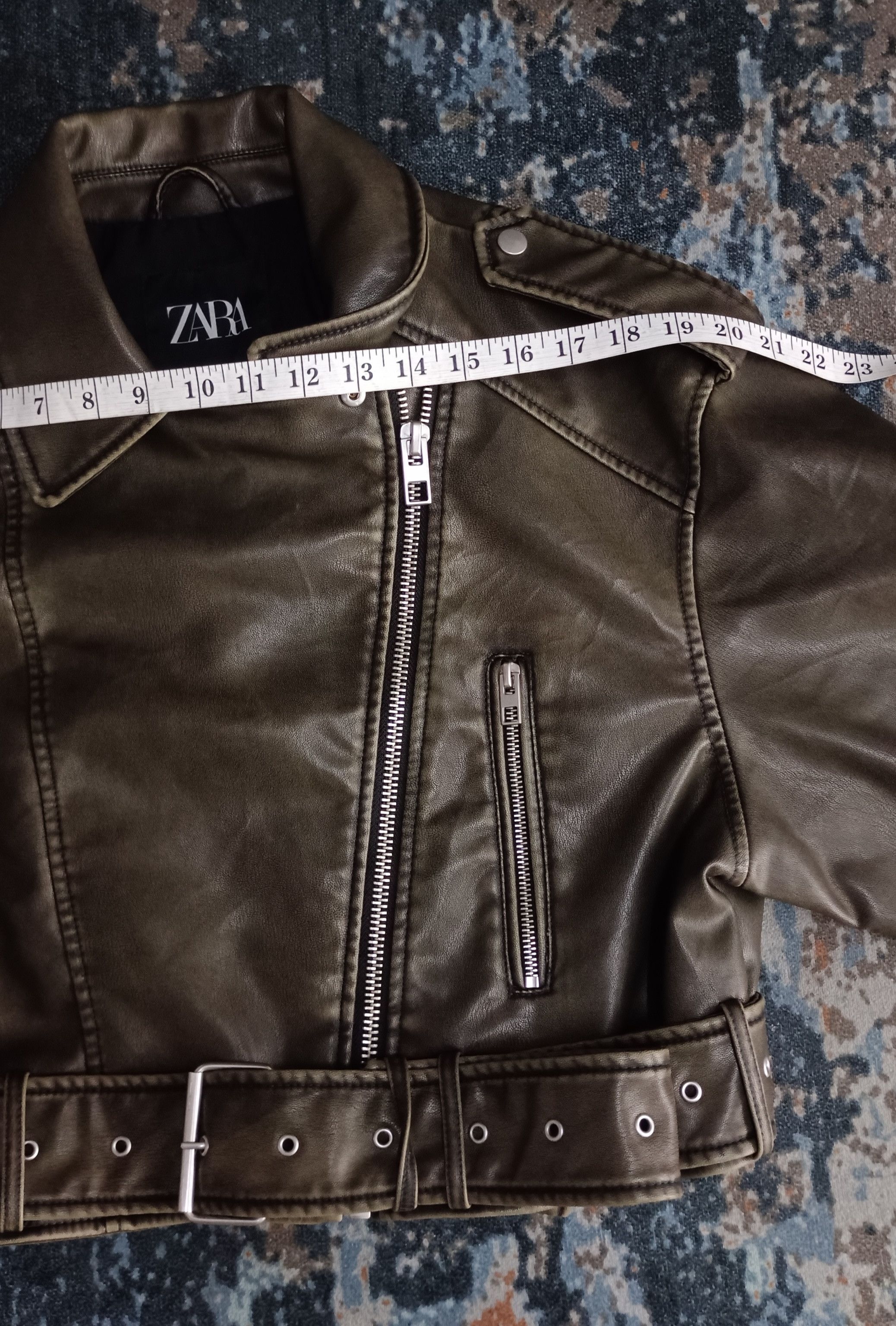 Le Grande Bleu (L.G.B.) ZARA Cropped Leather Jacket Size M / US 6-8 / IT 42-44 - 14 Thumbnail