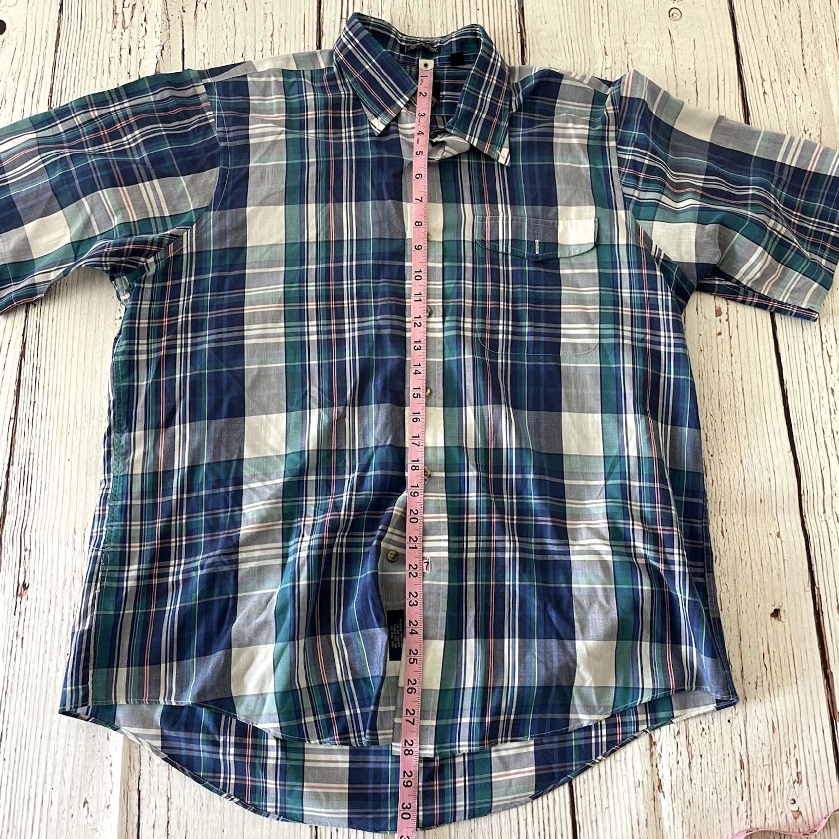 Gant GANT Foxhunt Plaid Shirt Mens Large Blue Short Sleeve Button-Up Size US L / EU 52-54 / 3 - 5 Thumbnail