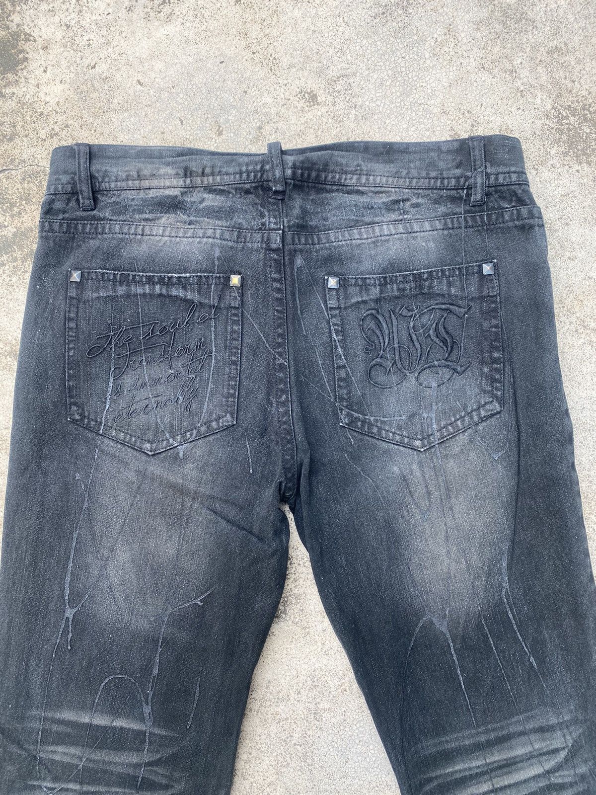 If Six Was Nine × Japanese Brand × Tornado Mart Flare Jeans Xfrm Clawmark Wax Studded Bootcut Size US 34 / EU 50 - 23 Thumbnail