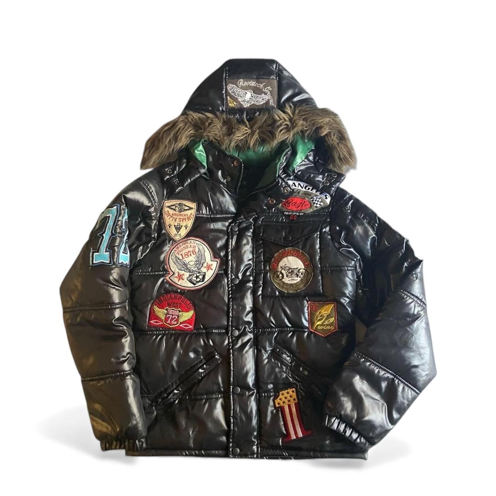 Other Six Star - Men's Black Puffer Jacket with Fur Hood and Patch Size US M / EU 48-50 / 2 - 2 Thumbnail