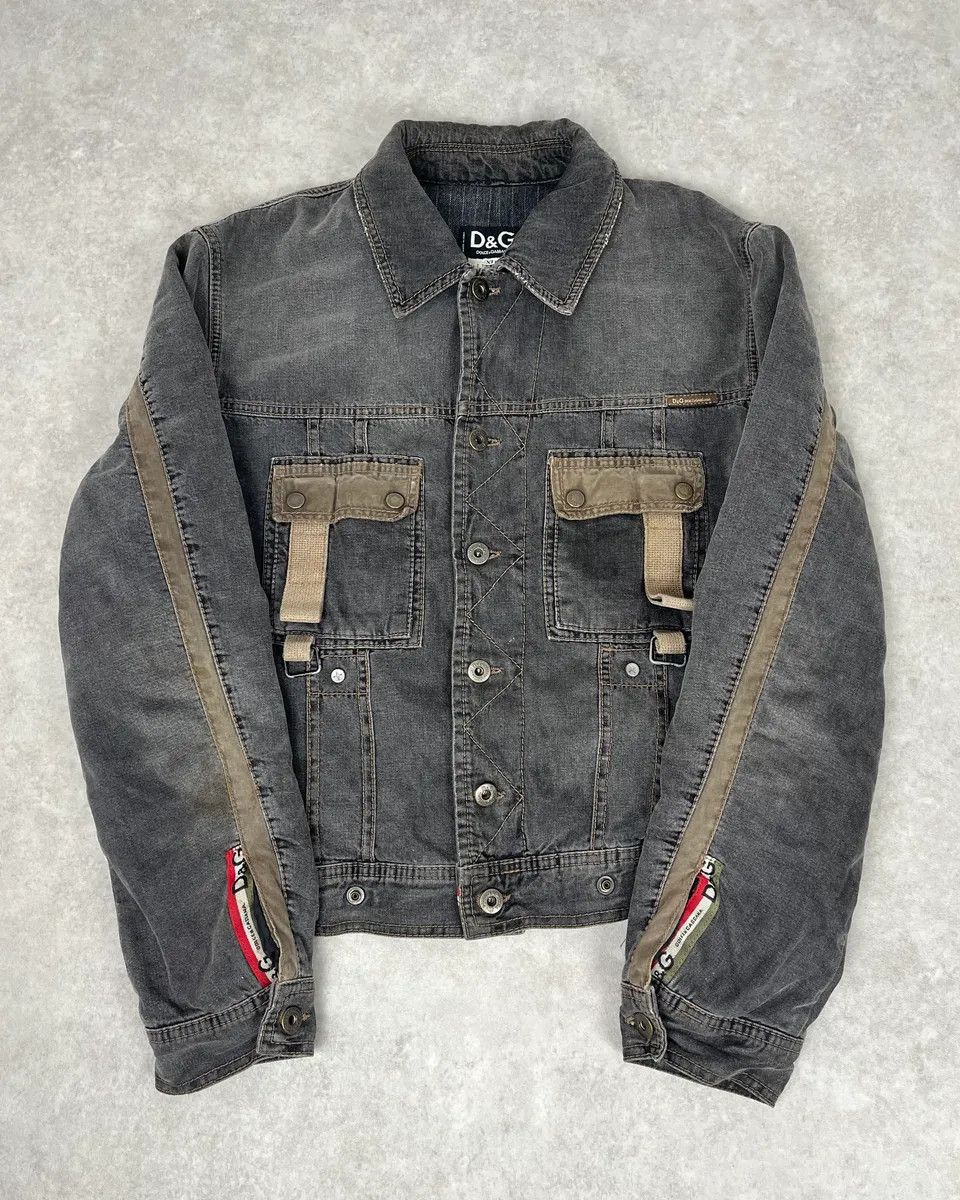 Dolce & Gabbana AW2004 Dolce & Gabbana Grey Denim Pocket Straps Jacket Size US M / EU 48-50 / 2 - 1 Thumbnail