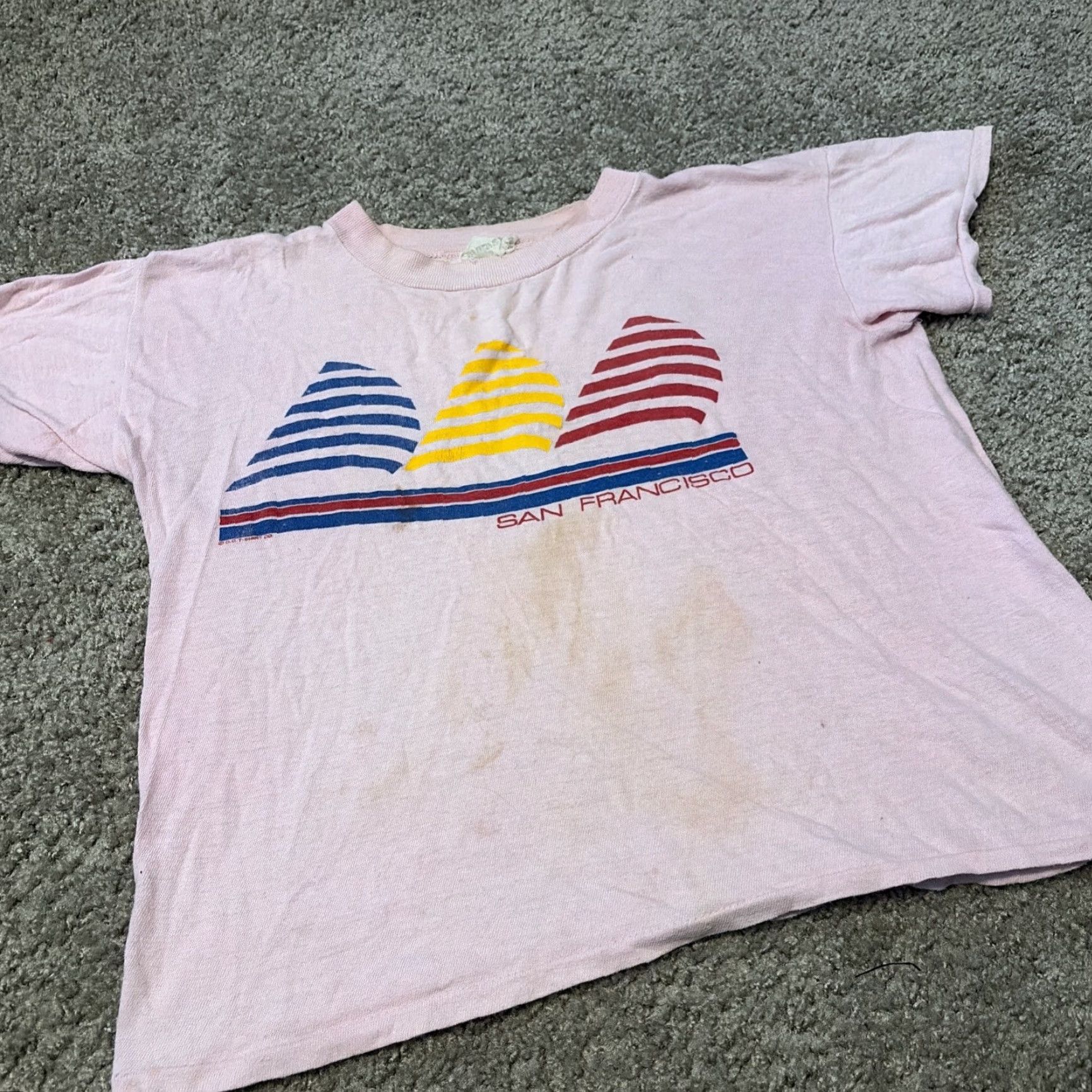 Vintage VINTAGE Fantasy California T-Shirt Cropped Women M Pink San Francisco 70s Stains Size M / US 6-8 / IT 42-44 - 5 Thumbnail