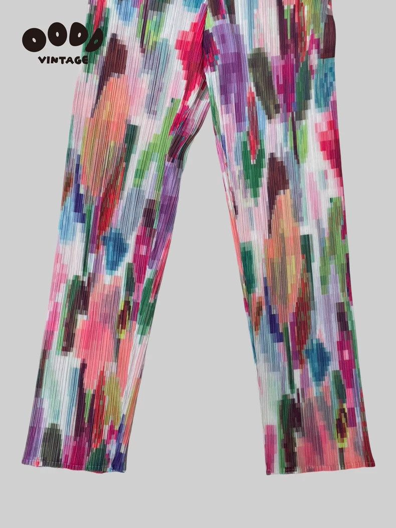 Issey Miyake Issey Miyake size:3 Rainbow color block pleated pants Size 22" - 4 Thumbnail