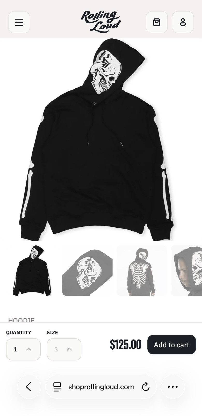 Rolling Loud Rolling Loud Bones Hoodie Size US XL / EU 56 / 4 - 15 Thumbnail
