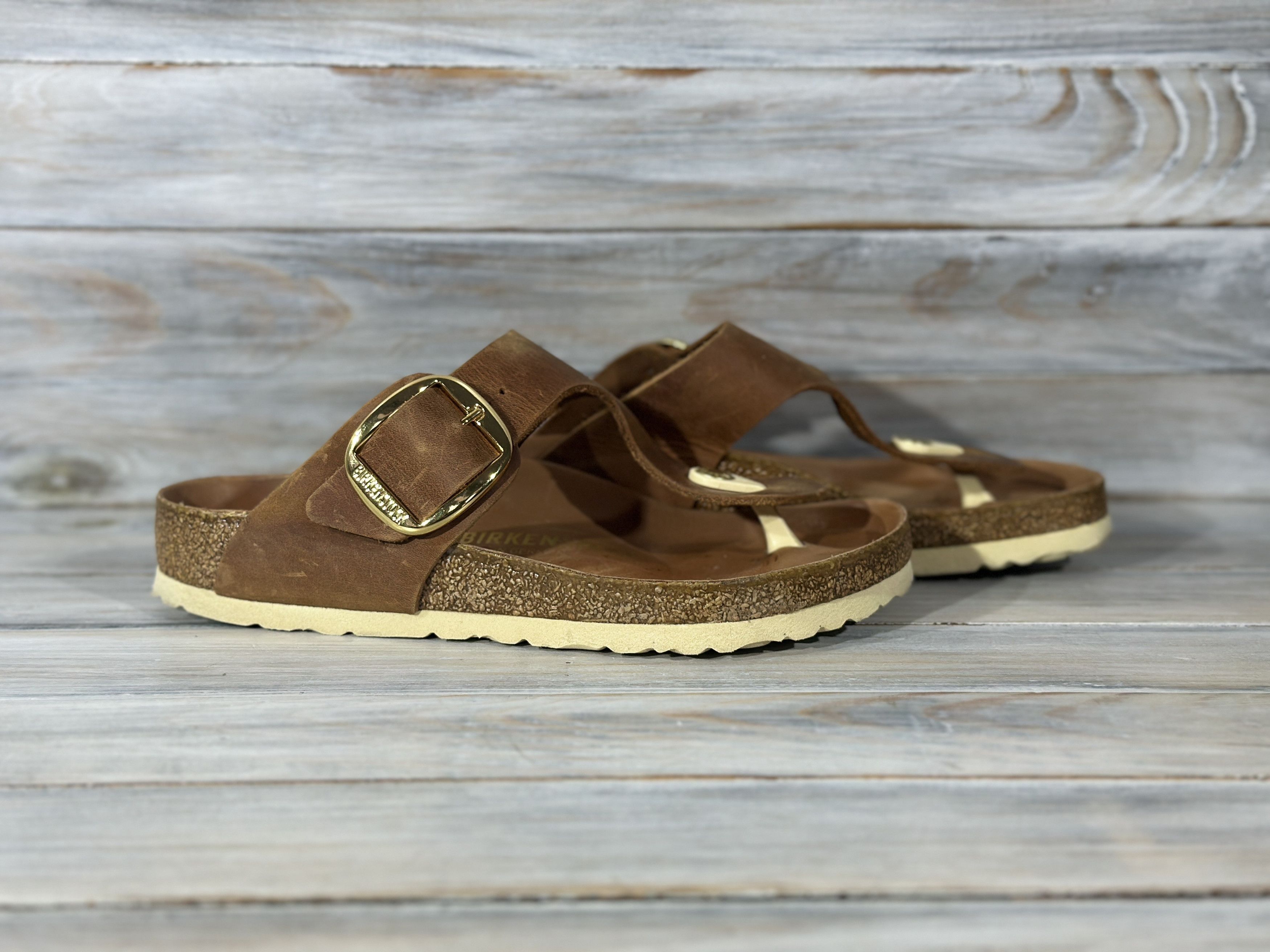 Birkenstock Gizeh Big Buckle Cognaс Slide Sandals Germany