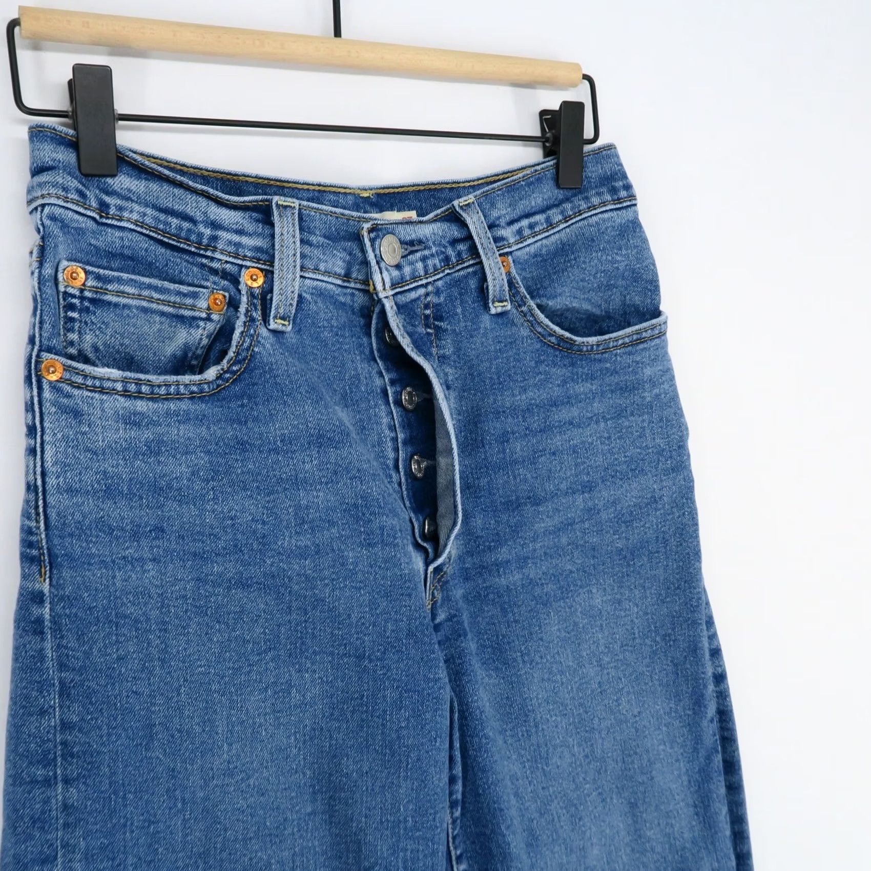 Vintage Levis Ribcage Straight Ankle Jeans Womens 27 Blue High Rise Button Fly Stretch Size 27" / US 4 / IT 40 - 3 Thumbnail