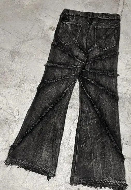 Japanese Brand Komuro x Miyu #30 Raw Edge Washed Straight Wide Leg Trousers Size US 34 / EU 50 - 5 Thumbnail