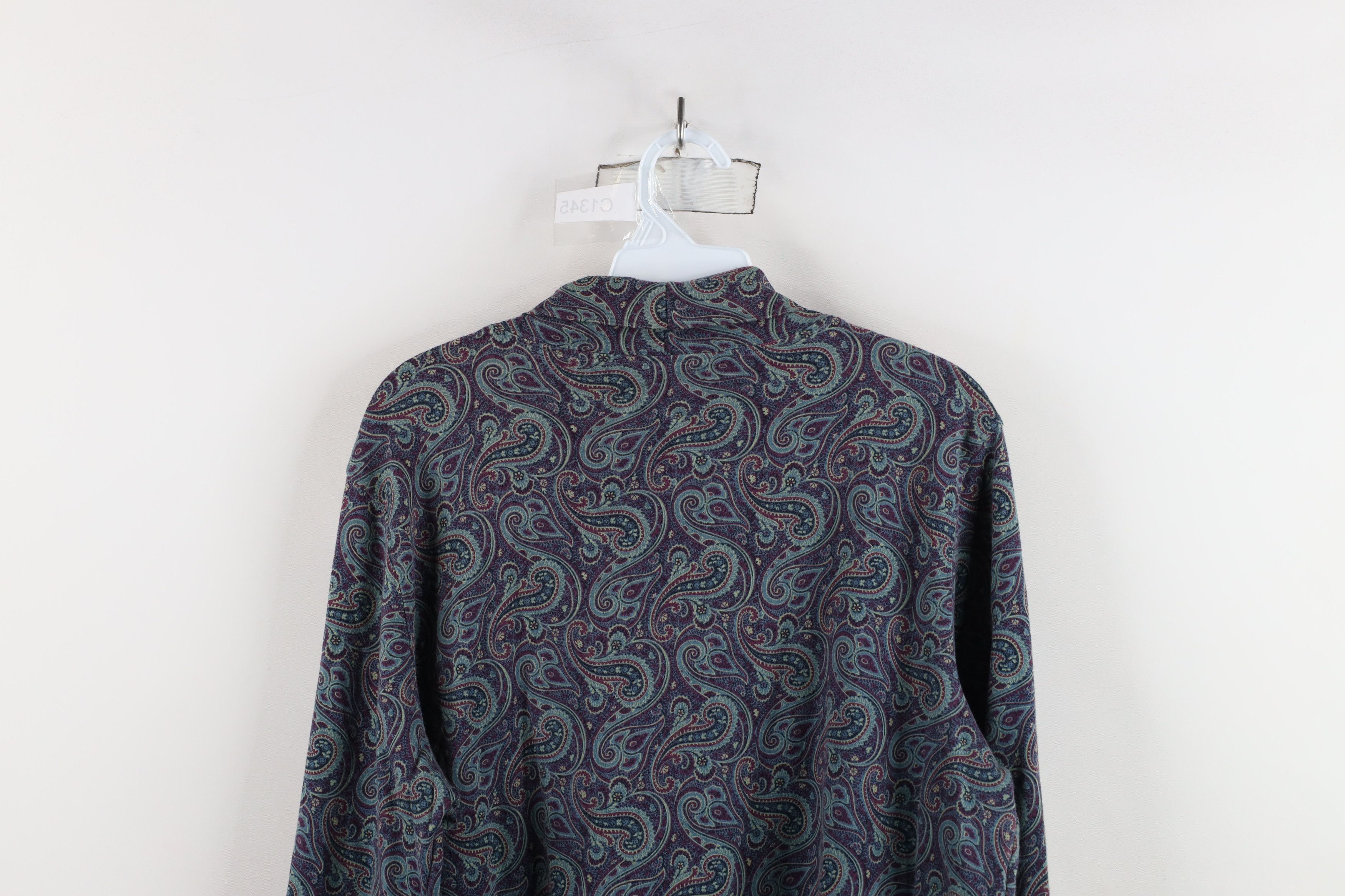 Lands' End × Vintage Vintage 90s Lands End Paisley Mock Neck Long Sleeve T-Shirt Size L / US 10 / IT 46 - 12 Thumbnail