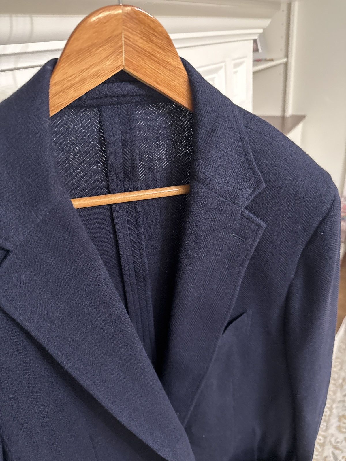 Drake's Drakes Navy Herringbone jacket blazer Size 46R - 4 Thumbnail