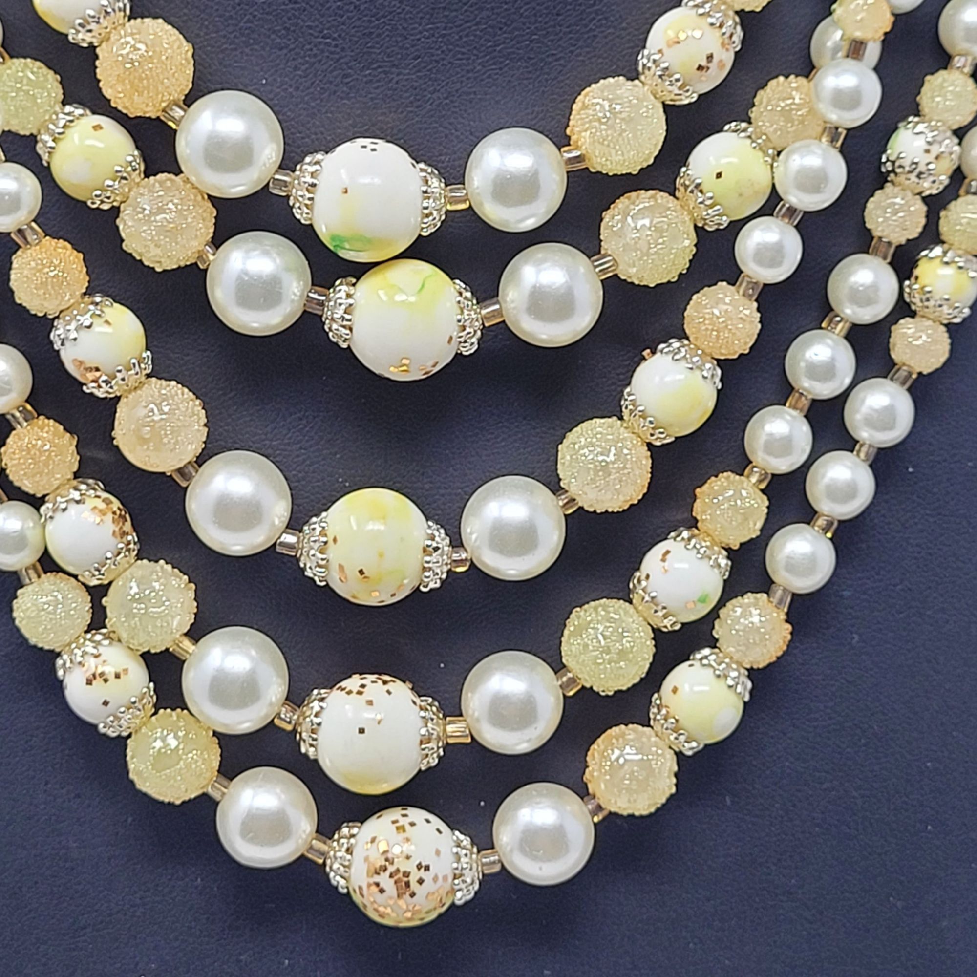 Vintage Vtg Japan Signed Faux Pearl Beaded 5 Multi Strand Necklace Size ONE SIZE - 2 Thumbnail