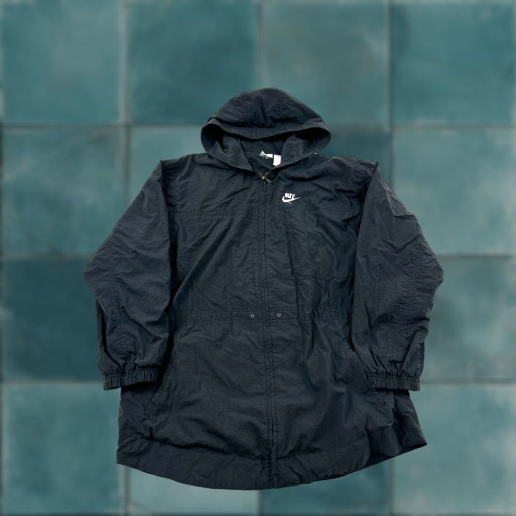Nike VINTAGE Nike Jacket Womens Medium Black Nylon Hooded Full Zip 90s Modern Activewear Womens Size M / US 6-8 / IT 42-44 - 1 Thumbnail