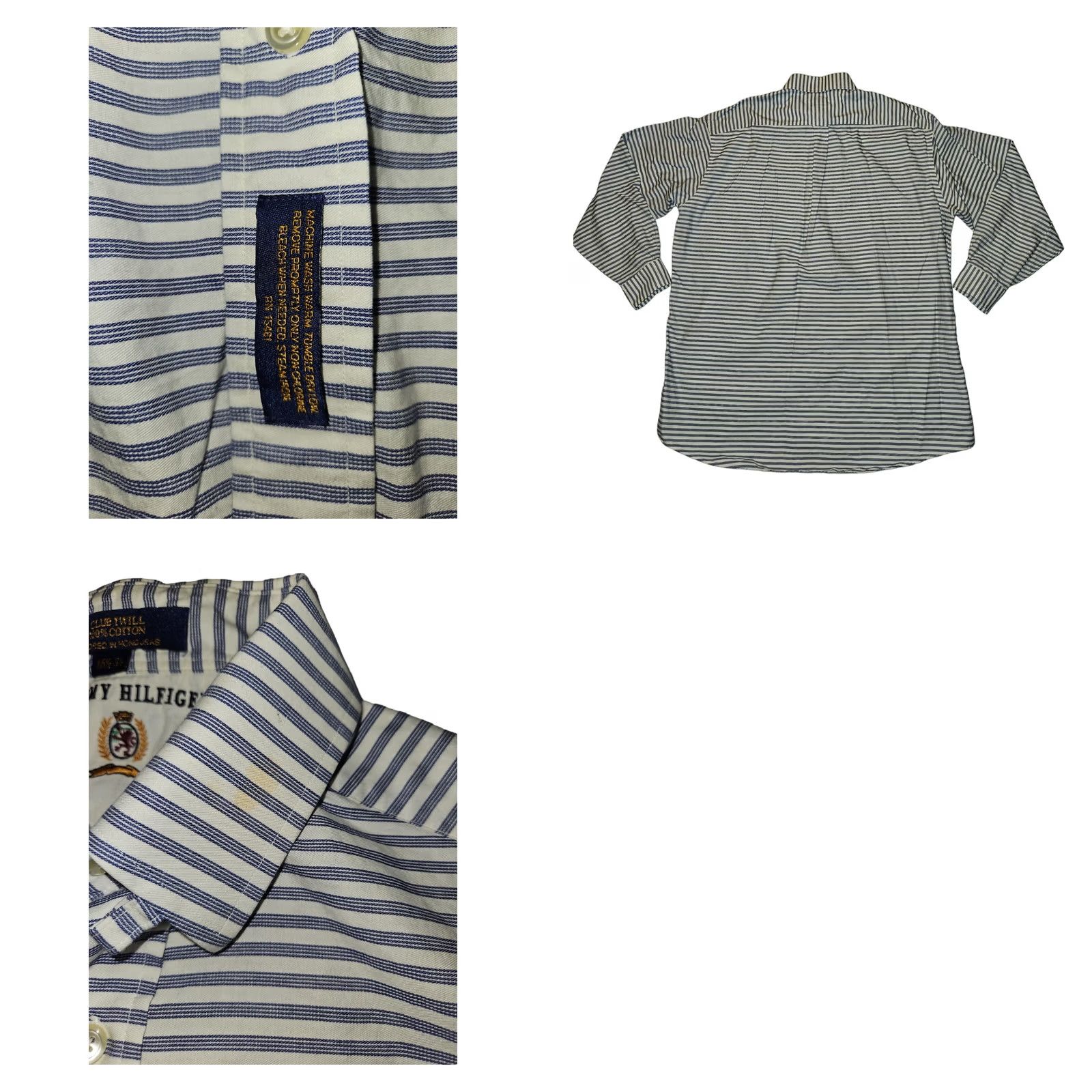 Tommy Hilfiger VINTAGE Tommy Hilfiger Button Up Shirt Mens 34 50 Chest White Striped 90s Retro Classic Casual Business Mens Size US S / EU 44-46 / 1 - 8 Thumbnail