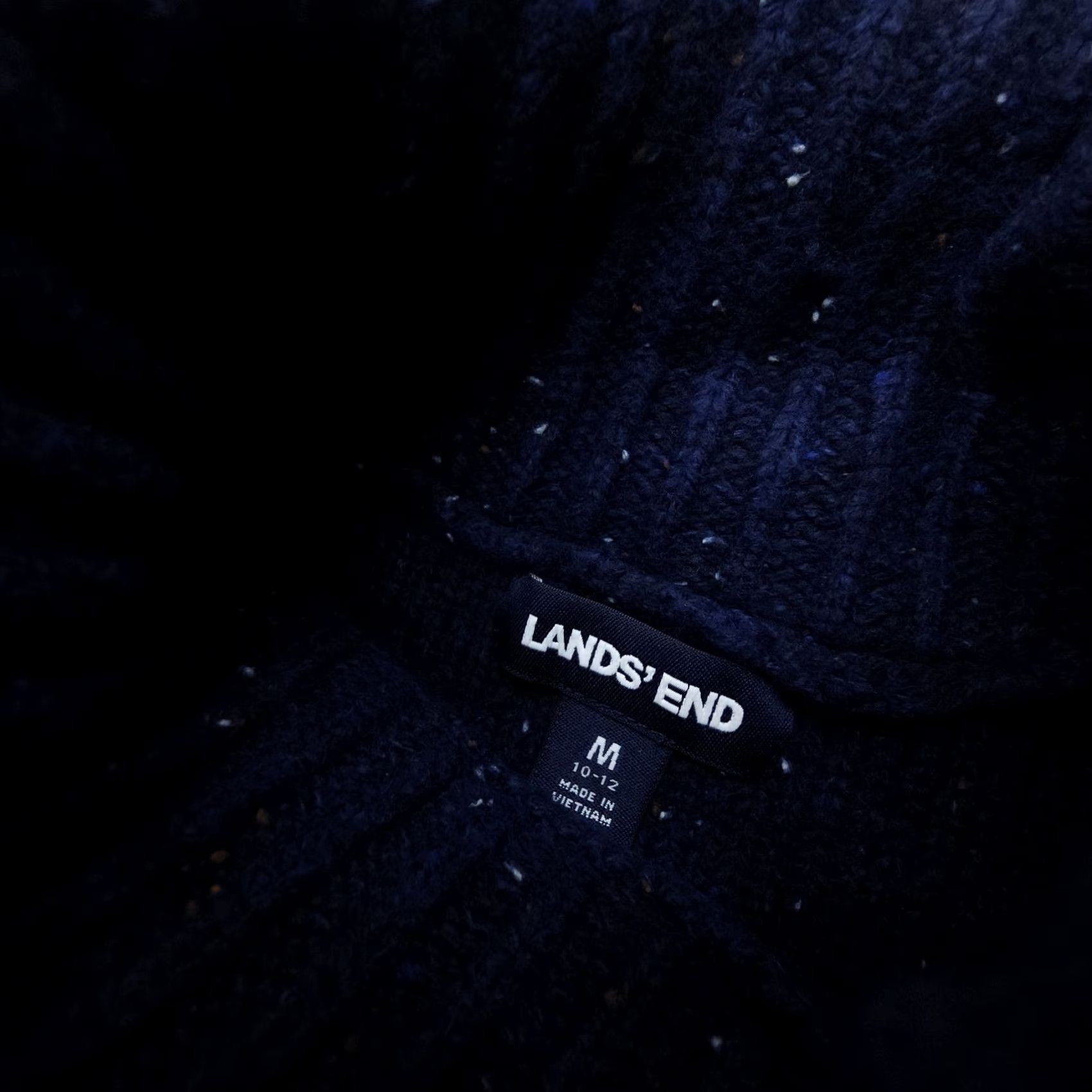 Lands' End Lands End Cable Knit Sweater Womens Medium Blue Speckle Cotton Wool Fisherman Pullover Turtleneck Casual Knit Top Mens? Size M / US 6-8 / IT 42-44 - 4 Thumbnail