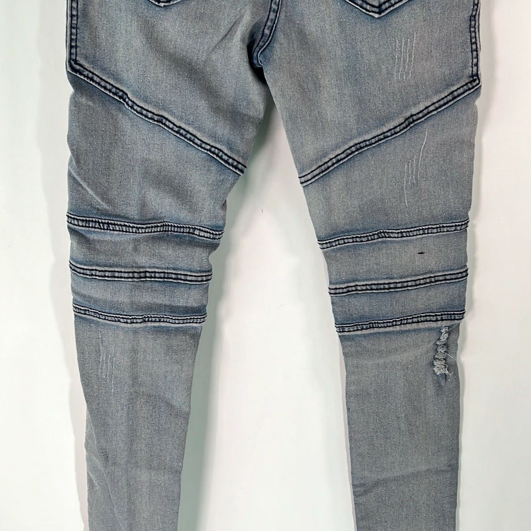 Denime VINTAGE Mens Light Blue Denim Low Rise Distressed Moto Jeans Sz 16 28 Inseam Regular Rise 7in Blue 5-Pocket Mens Jeans Size US 28 / EU 44 - 2 Thumbnail