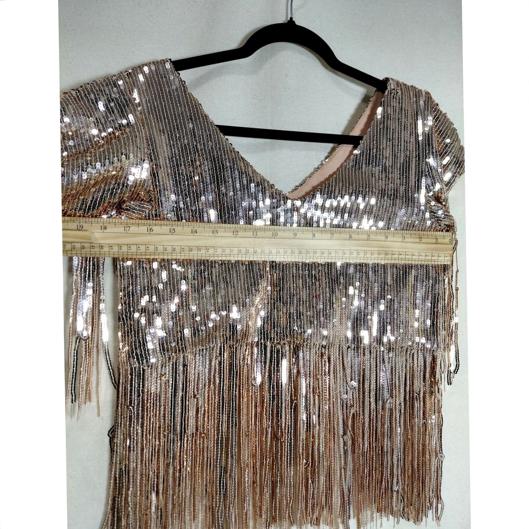 Vintage MARIANA CAMACHO -M- Sequin Fringe Top Silver Short M Women Size M / US 6-8 / IT 42-44 - 7 Thumbnail