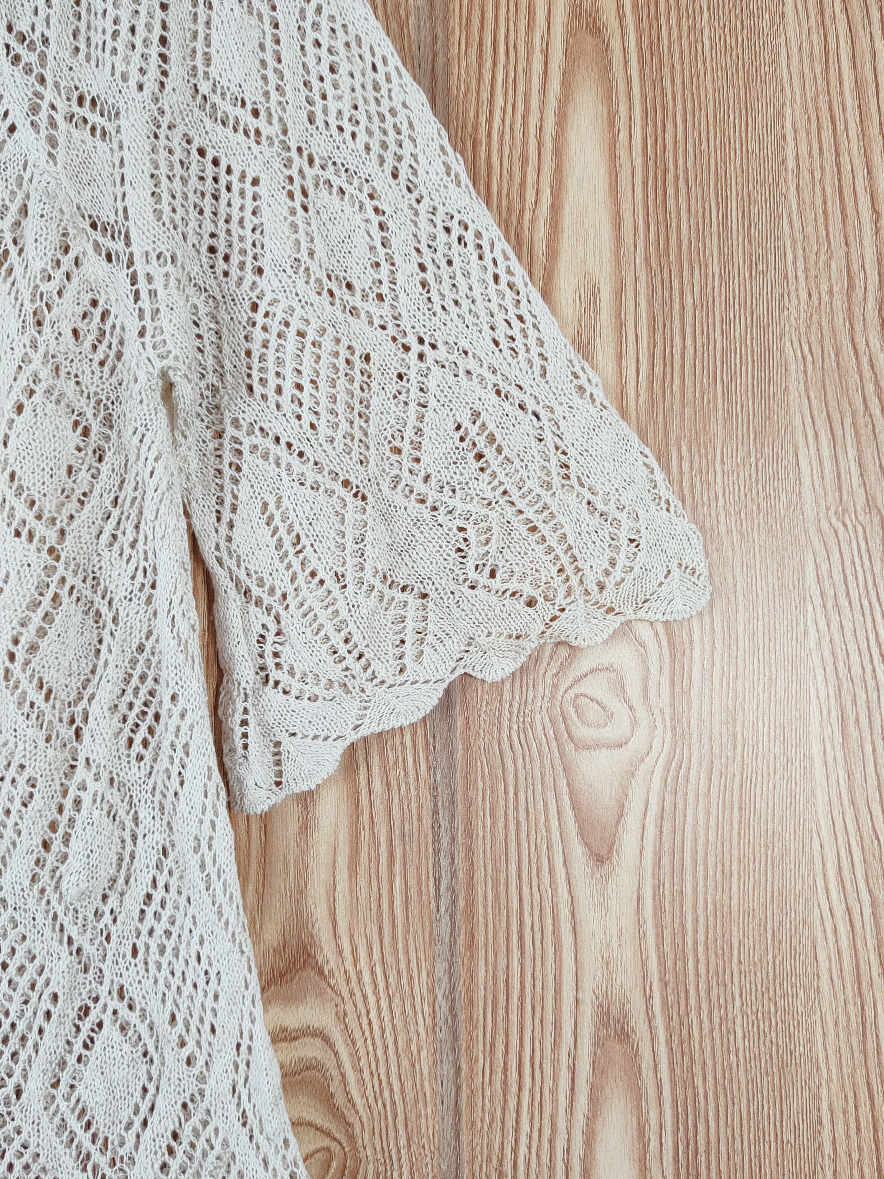 Vintage Mallorca Finistere Crochet MeshNet Knitwear Cardigan #W772 Size L / US 10 / IT 46 - 6 Thumbnail