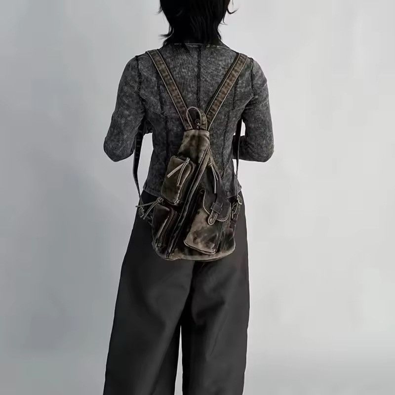 Other Washed Pu Leather Vintage Backpack Size ONE SIZE - 3 Thumbnail