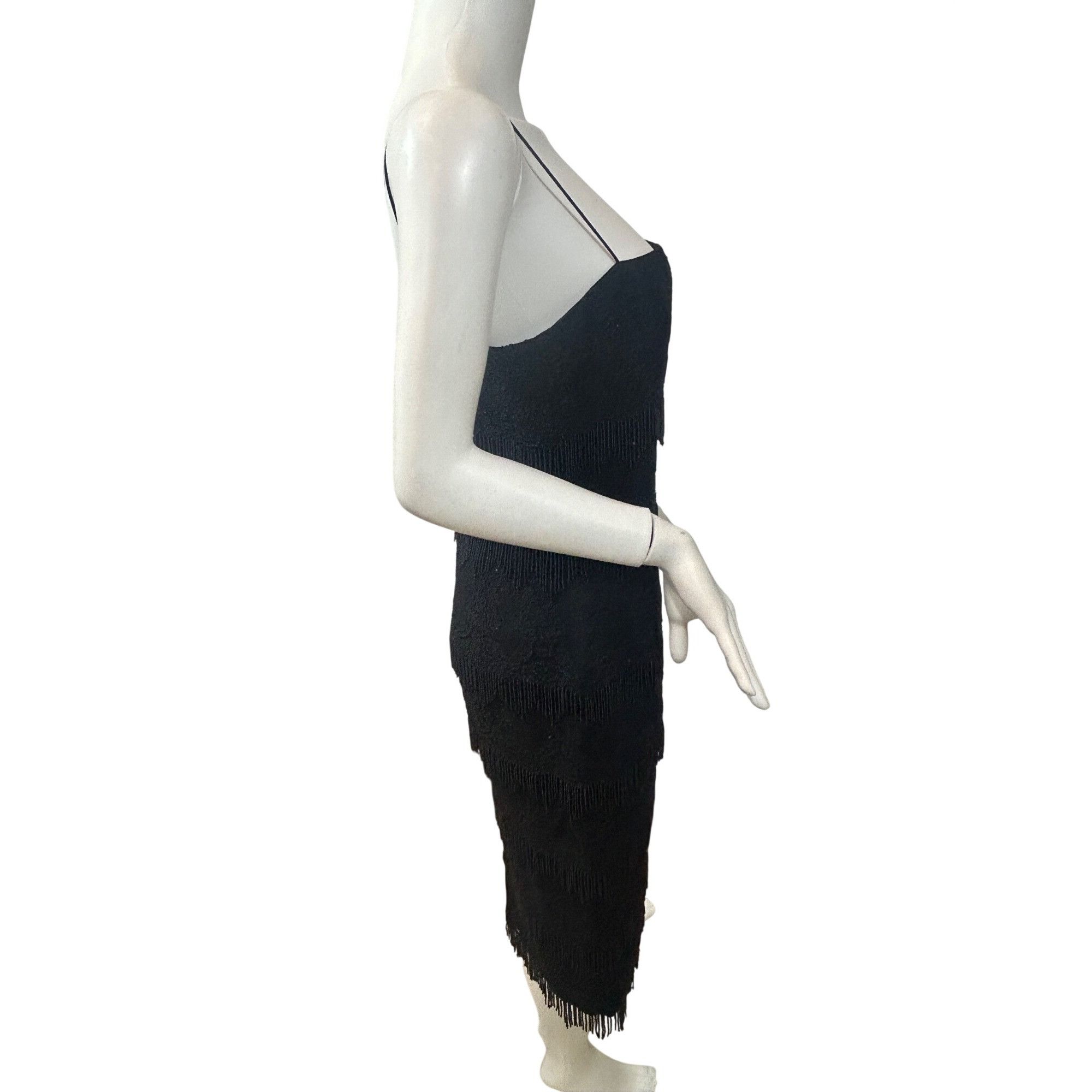 Other Carmen Marc Valvo Black Dress 8 Sheath Flapper Style Tiered Size M / US 6-8 / IT 42-44 - 4 Thumbnail
