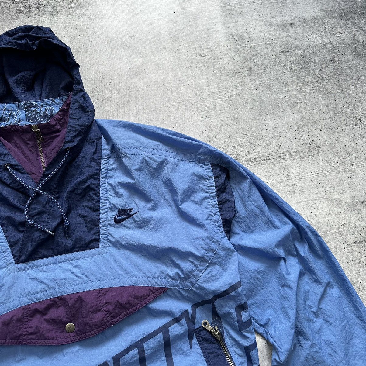 Vintage 90s Nike 1/4 Zip Hooded Windbreaker Jacket Anorak