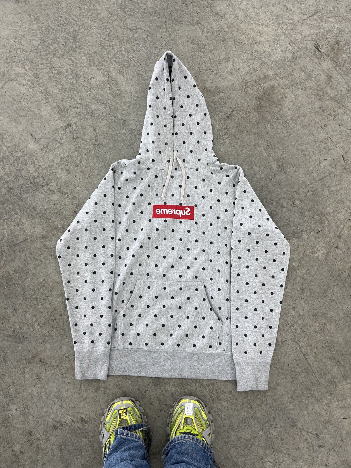 Supreme cdg polka dot hoodie grey sale