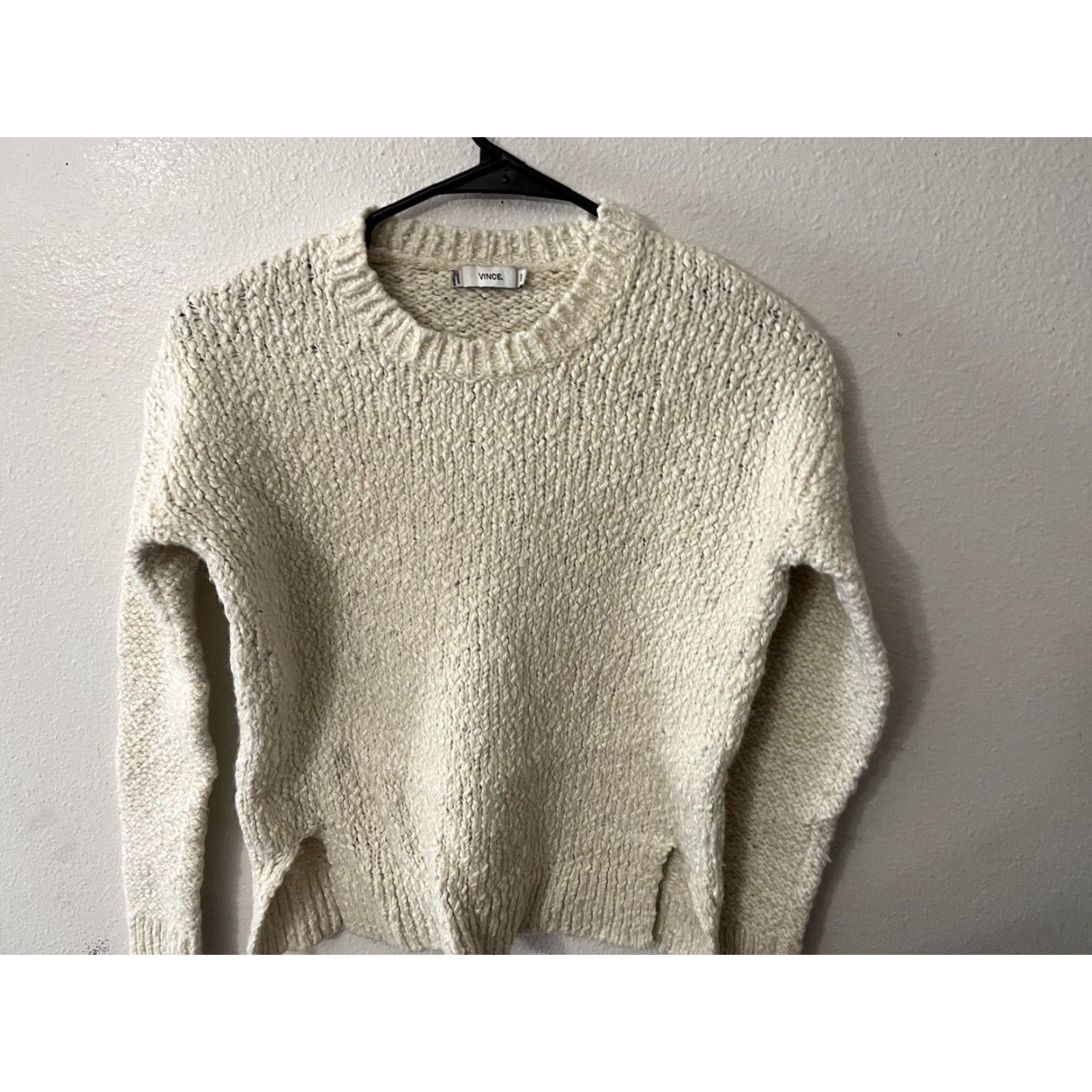 Vince Vince Sweater Wool Blend Knit Crewneck XXS Ivory Women Pullover Long Sleeve Solid Bohemian Classic Colorful Size XXS / US 00 / IT 34 - 2 Thumbnail