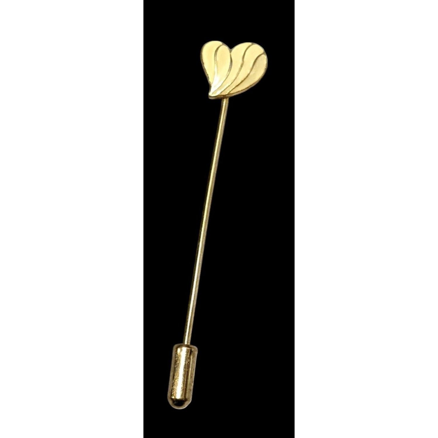 Other Vintage Gold Tone And Cream Enamel Heart Stick Pin Size ONE SIZE - 1 Thumbnail