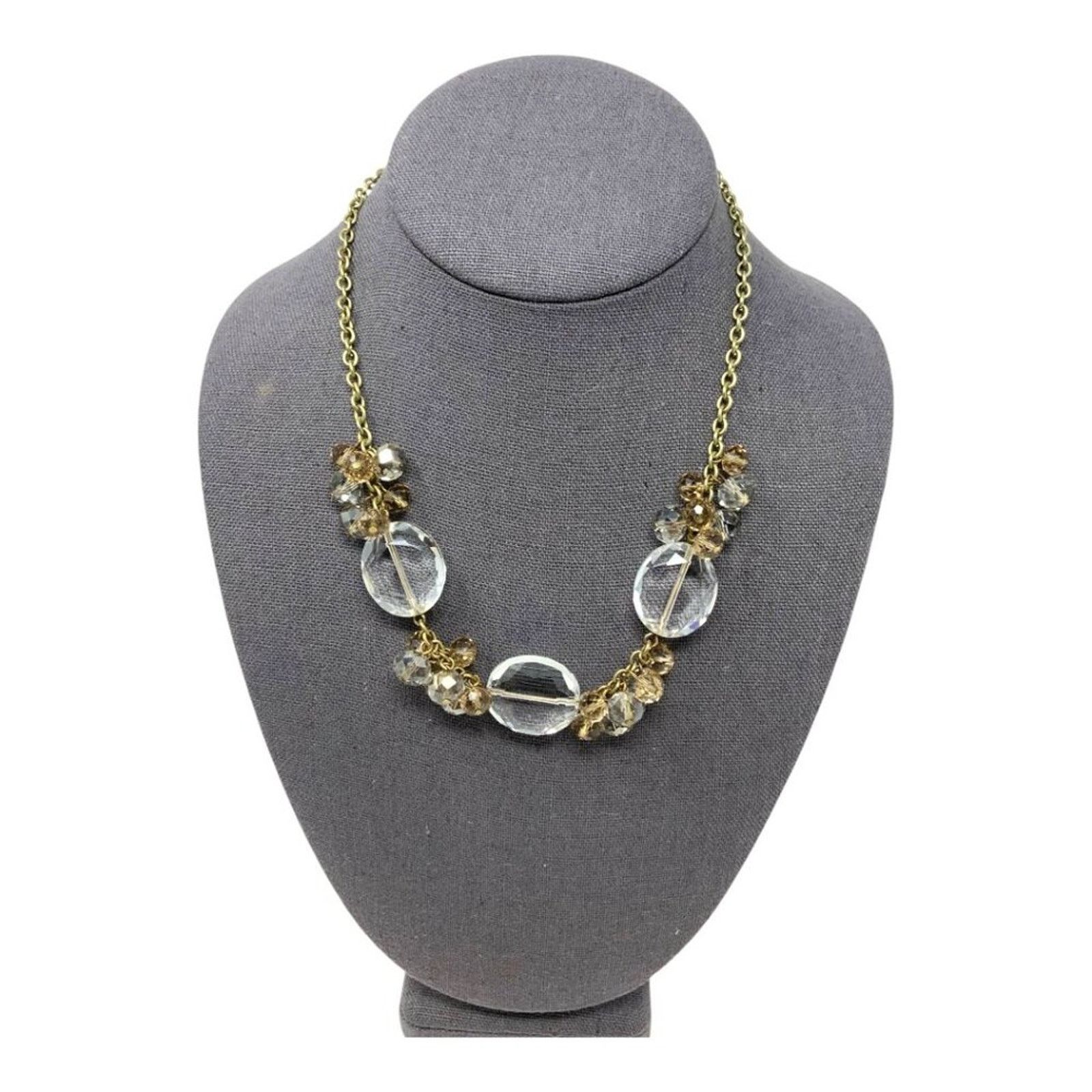 Other Vintage Clear Glass Beaded Chain Link Statement Necklace Size ONE SIZE - 1 Thumbnail